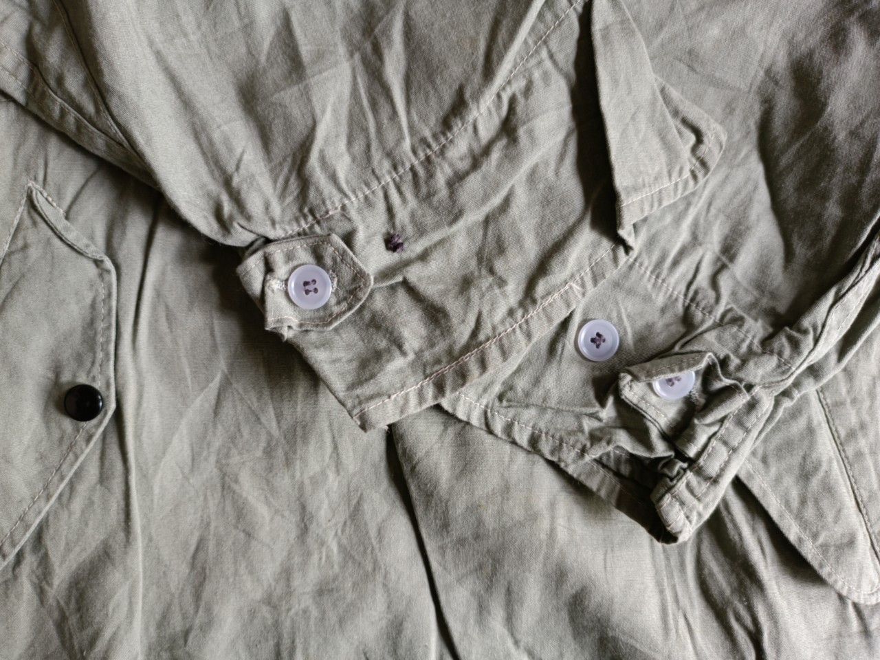 SMOCK Vintage 70s Unknown Solf Green Smock Hoodie Parka. Size US L / EU 52-54 / 3 - 7 Thumbnail