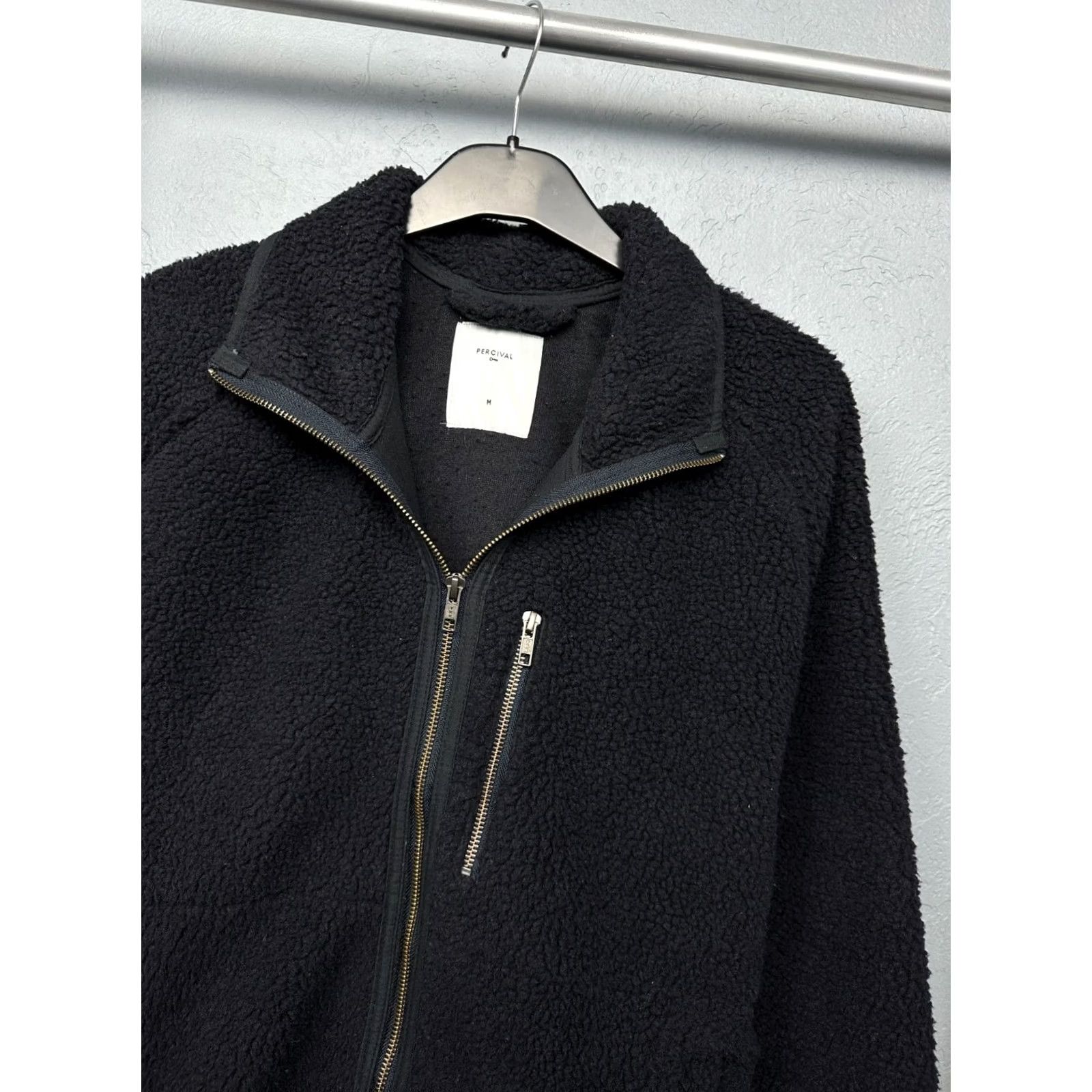 Percival Percival Mens Full Zip Teddy Fleece Sherpa Jacket M Black Size US M / EU 48-50 / 2 - 2 Thumbnail