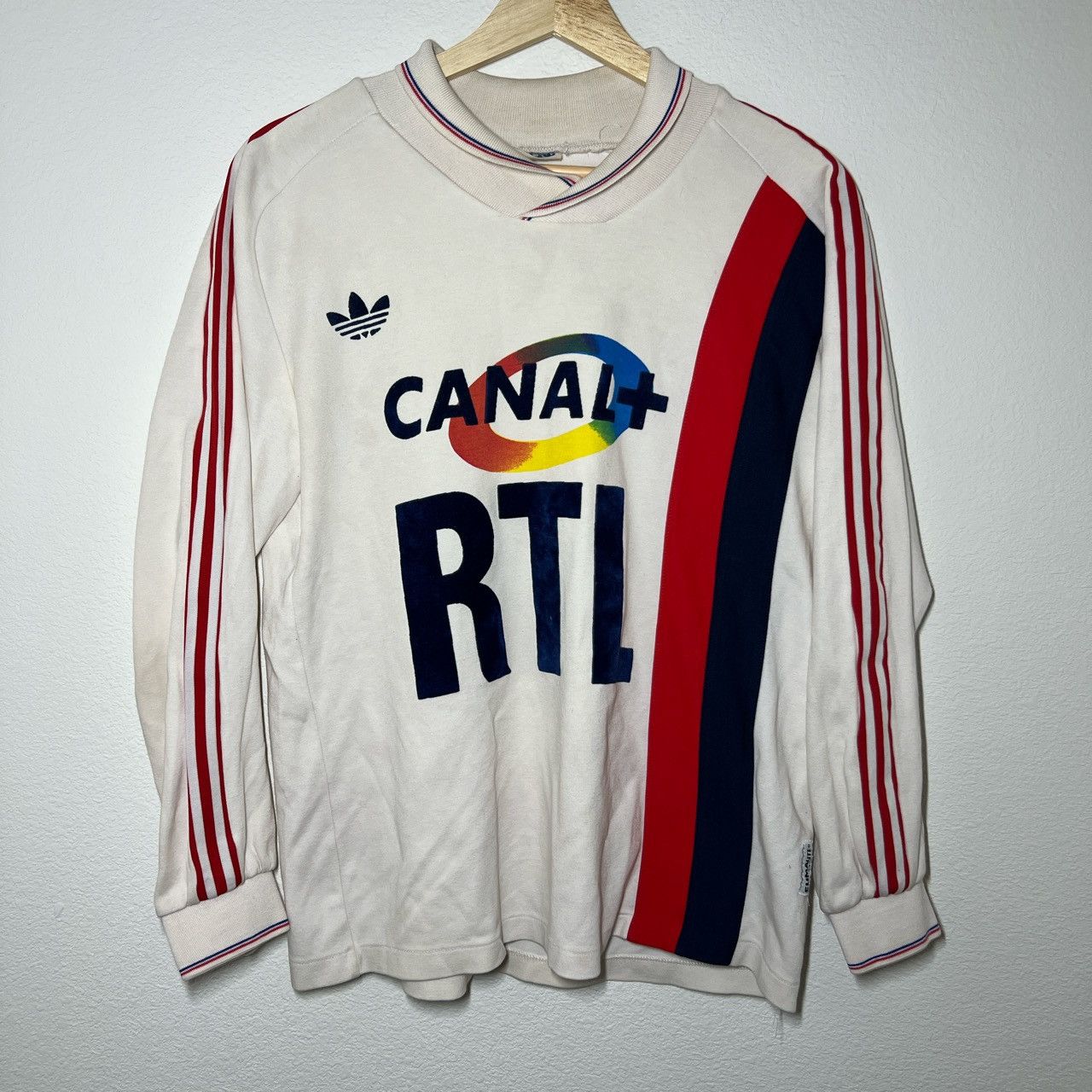 image of Adidas x Soccer Jersey Paris Saint Germain 1987-1988 Home Long Sleeve Jersey in White (Size Medium)