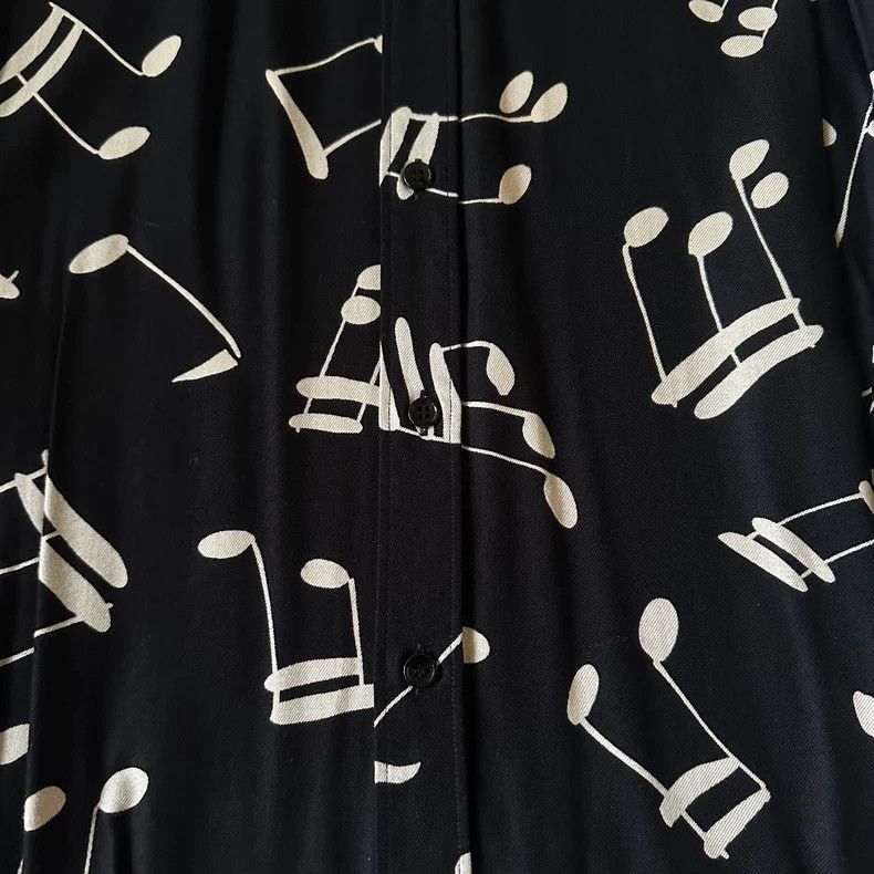 Saint Laurent Paris Saint Laurent Black Music Note Shirt-2
