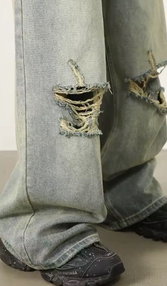 Jean Hamaoka x Fujii Baggy Distressed Denim Jeans Size US 33 - 6 Thumbnail