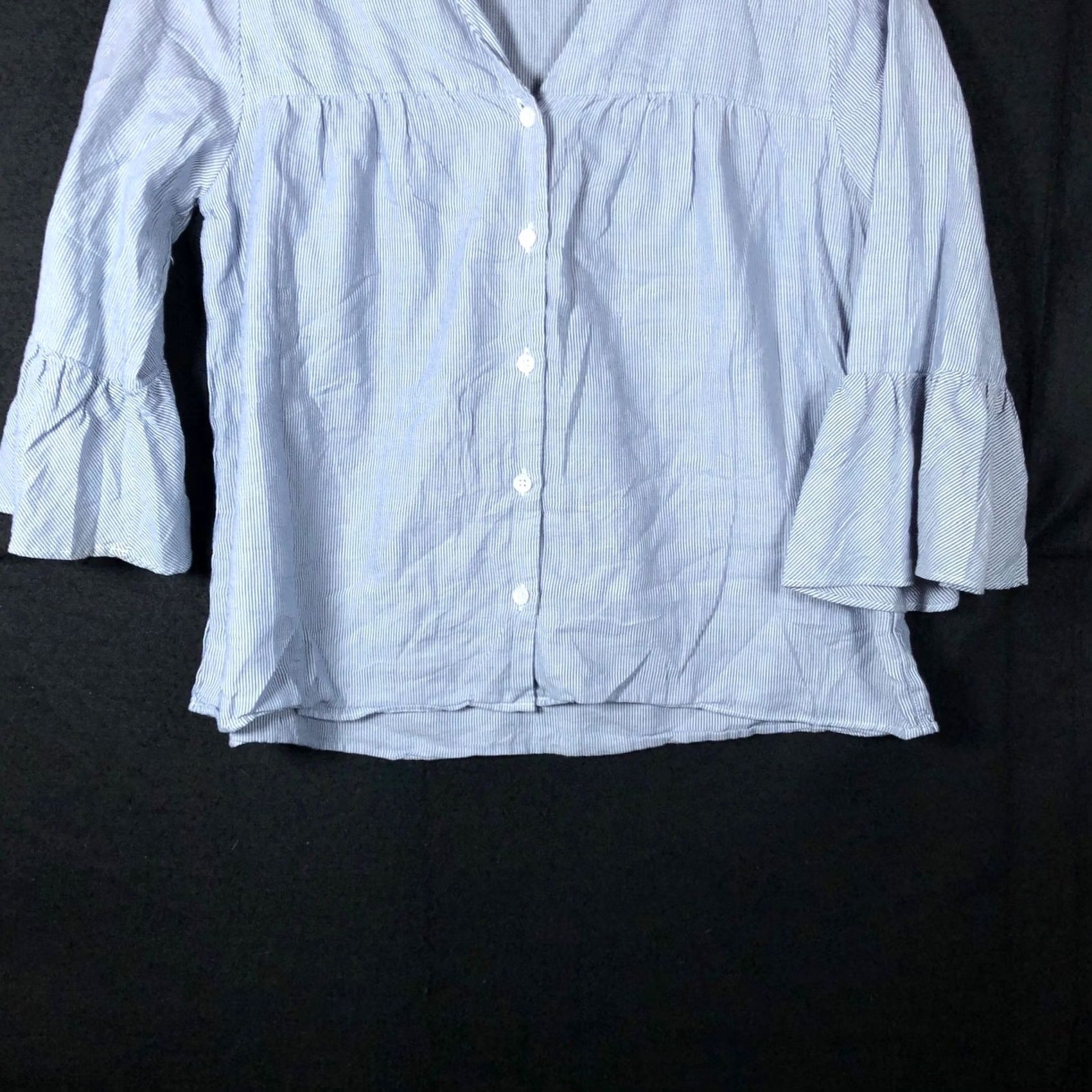 Madewell Madewell Shirt Blue White Veranda Bell Sleeve Button Down XS Adults Womens Shirt Bell Sleeve Casual Preppy Normcore 3/4 Sleeve Lightweight Easy Care Size XS / US 0-2 / IT 36-38 - 3 Thumbnail