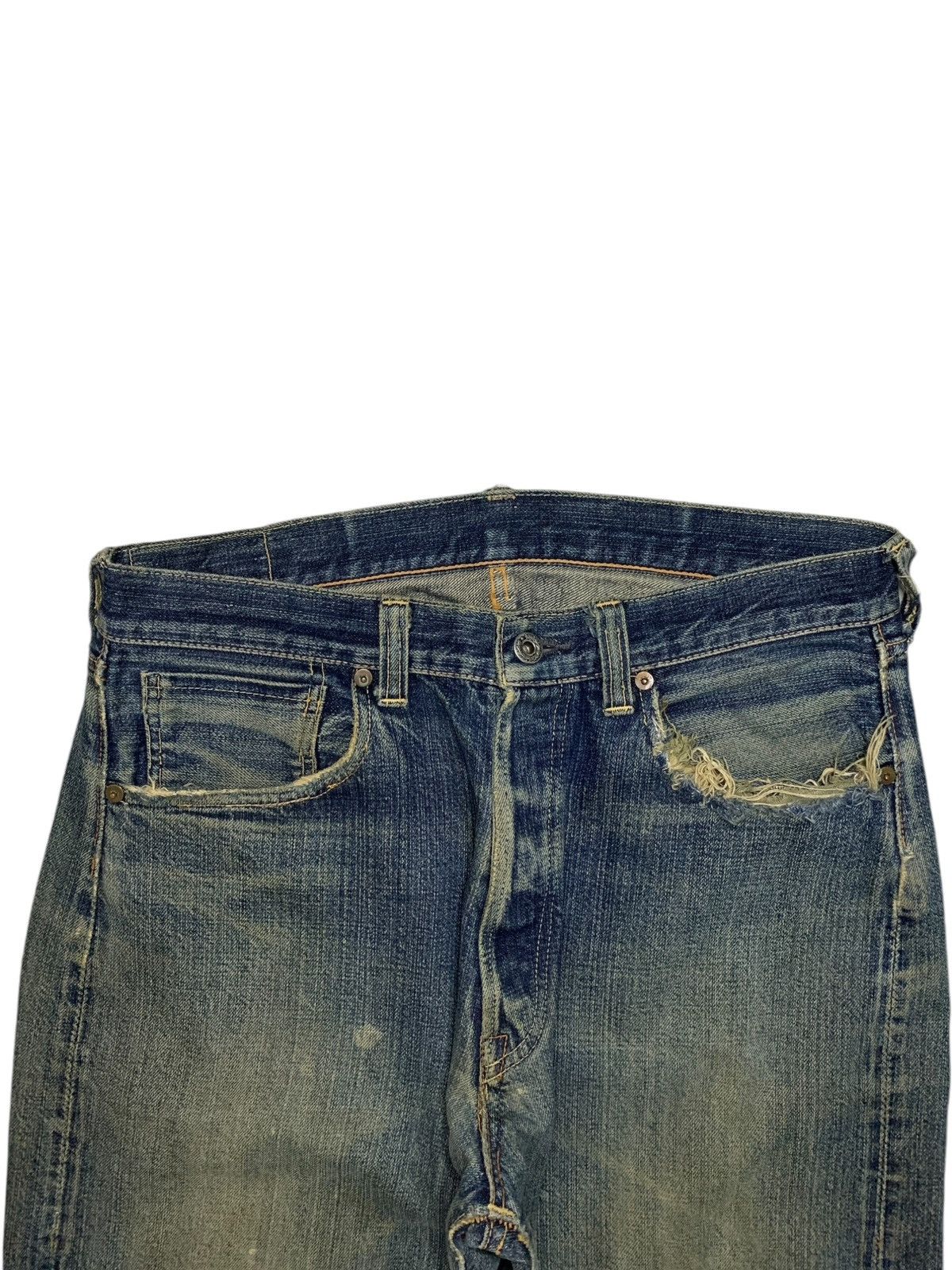 Japanese Brand × The Real McCoy's Vintage Mc Coy Selvedge Mud Wash Distressed Baggy Jeans Size US 31 - 6 Thumbnail