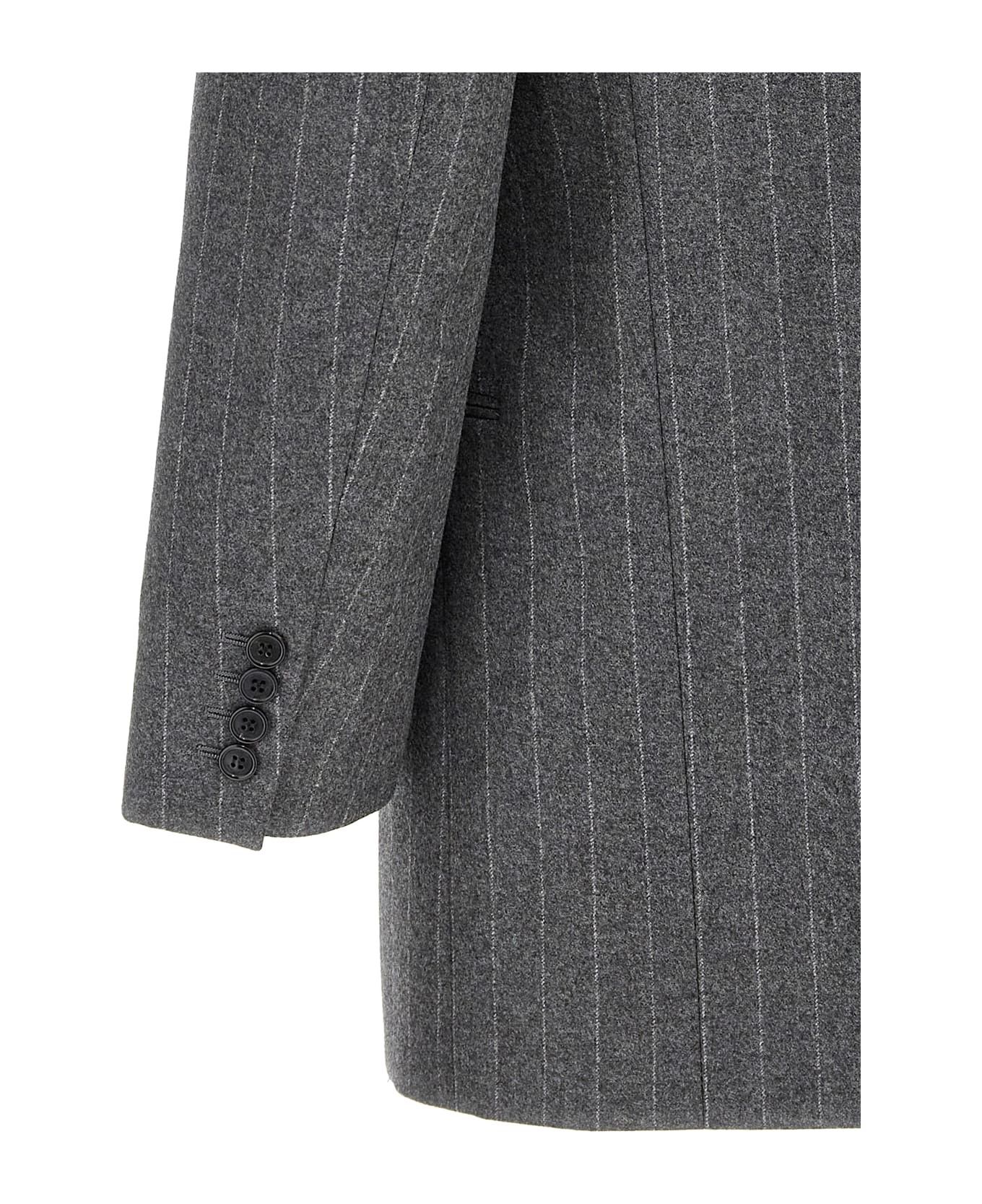 Saint Laurent Paris oc11z0126 803956 Jacket in Striped Wool Cashmere Flannel Size US S / EU 44-46 / 1 - 2 Thumbnail