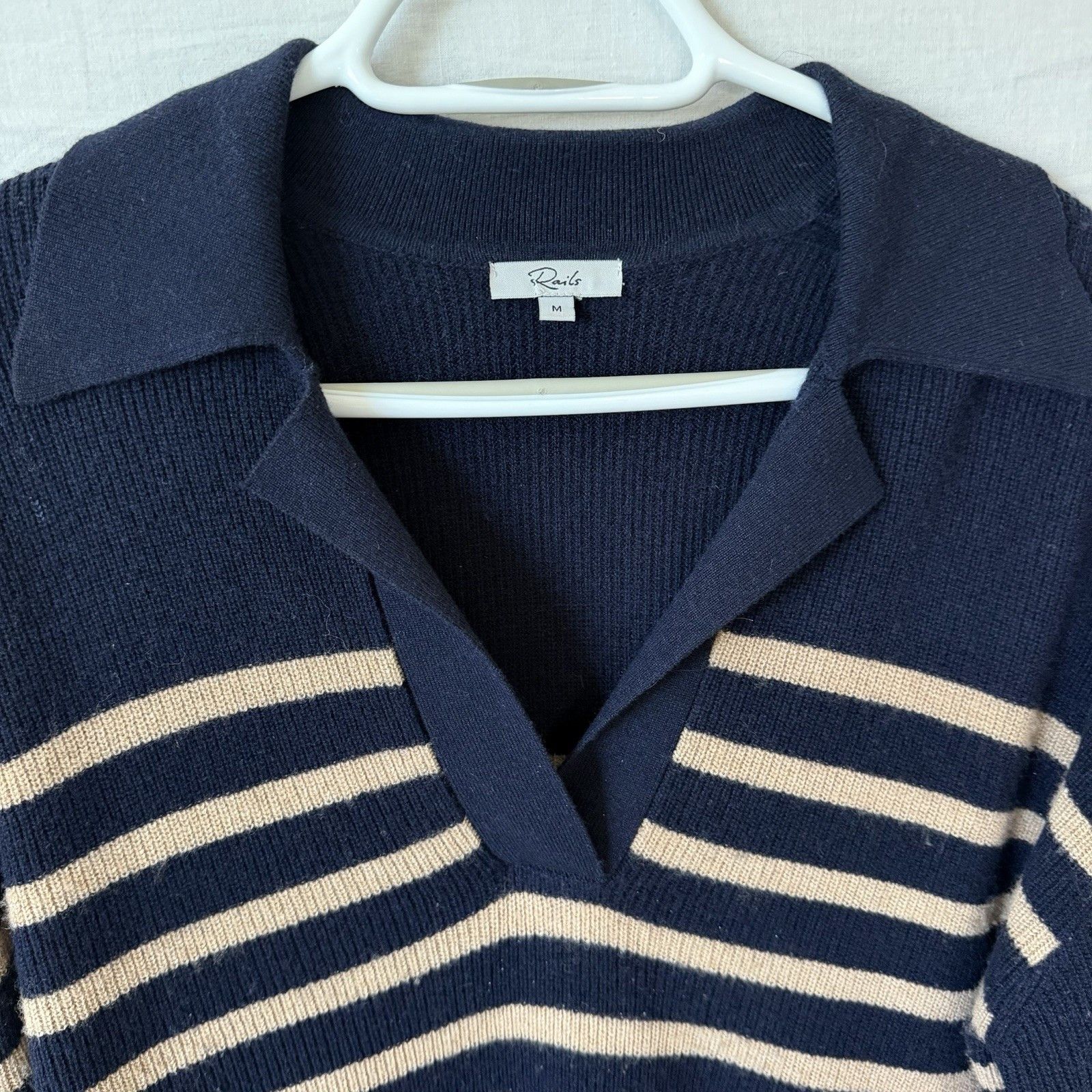 Rails Rails Harris Camel Navy Stripe Wool Cashmere Sweater Size M / US 6-8 / IT 42-44 - 3 Thumbnail