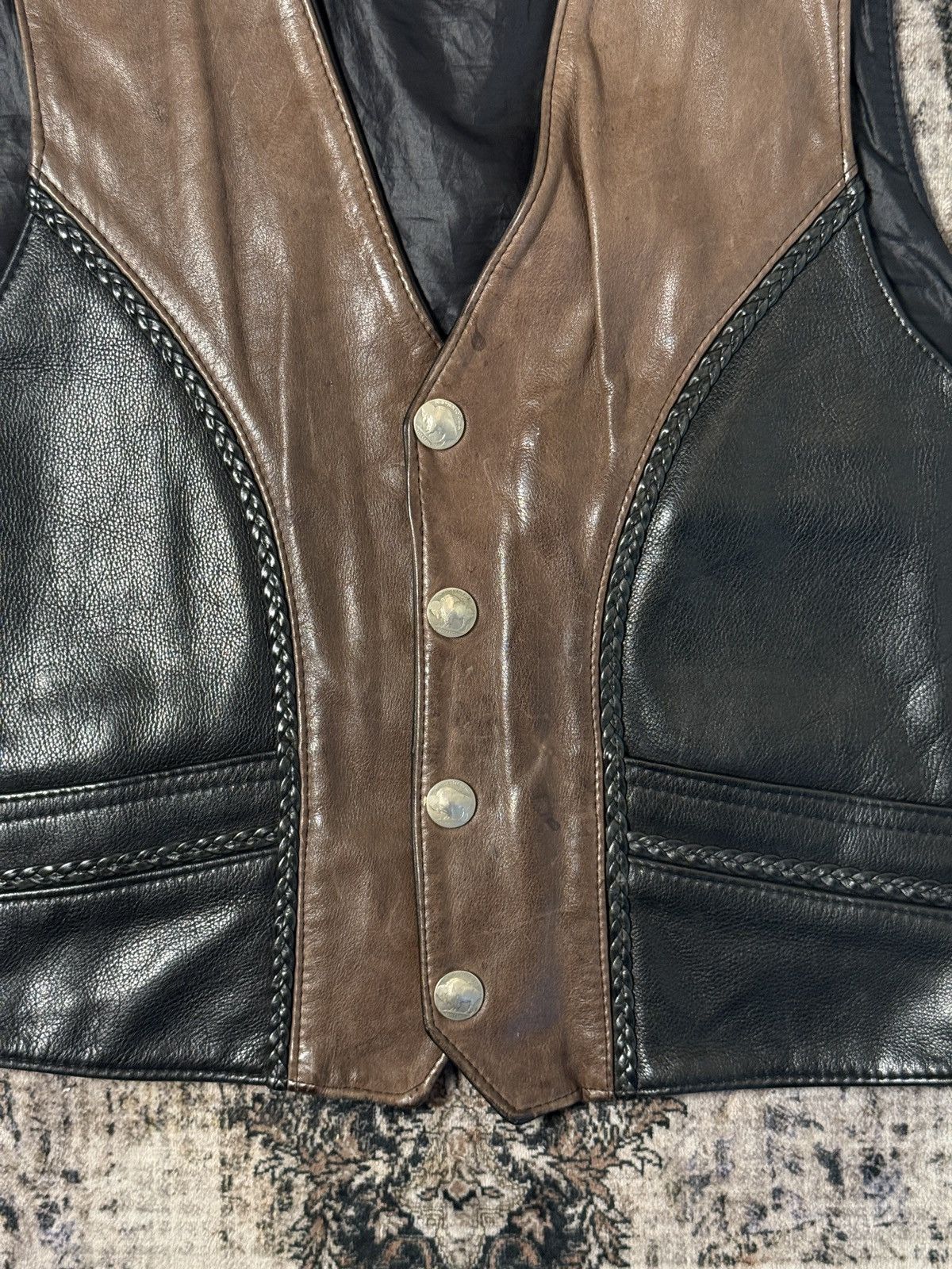 Vintage Vintage Black/Brown Leather Vest (Size XL) Size US XL / EU 56 / 4 - 4 Thumbnail