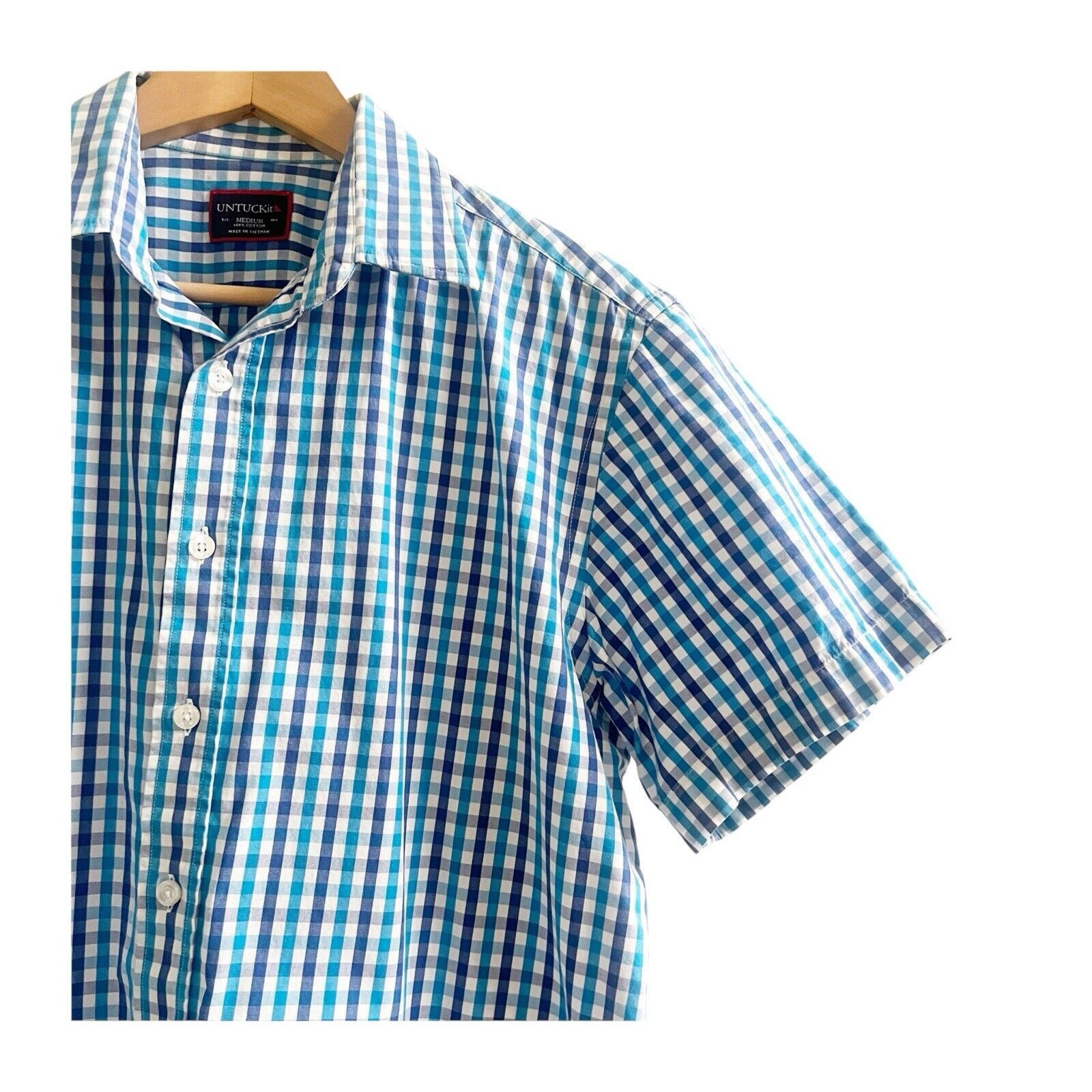 UNTUCKit Untukit Plaid Collared Short Sleeve Shirt Size Medium Blue Size US M / EU 48-50 / 2 - 3 Thumbnail