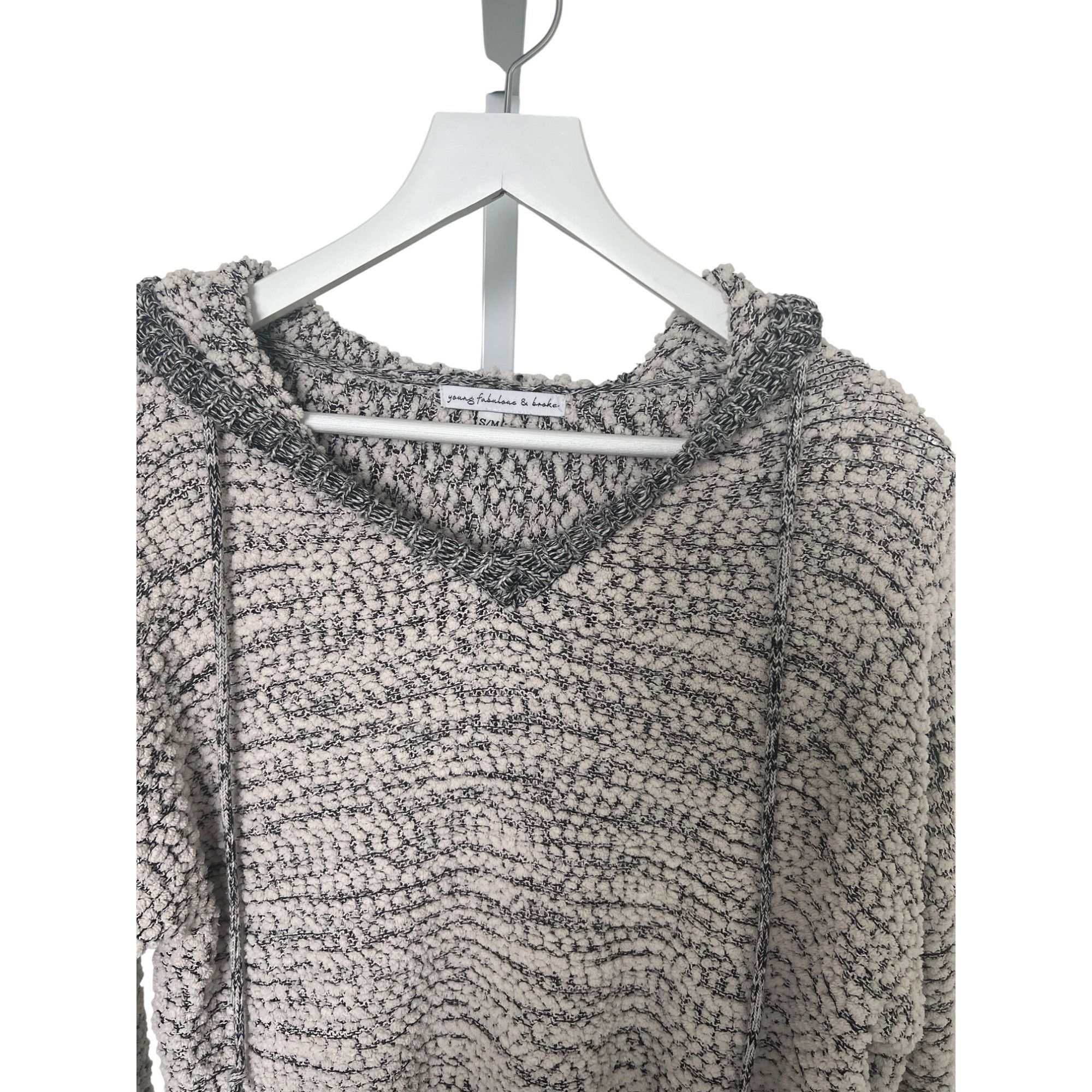 Young Fabulous & Broke Young Fabulous & Broke Gray & Ivory Popcorn Knit Hoodie Size S / US 4 / IT 40 - 2 Thumbnail