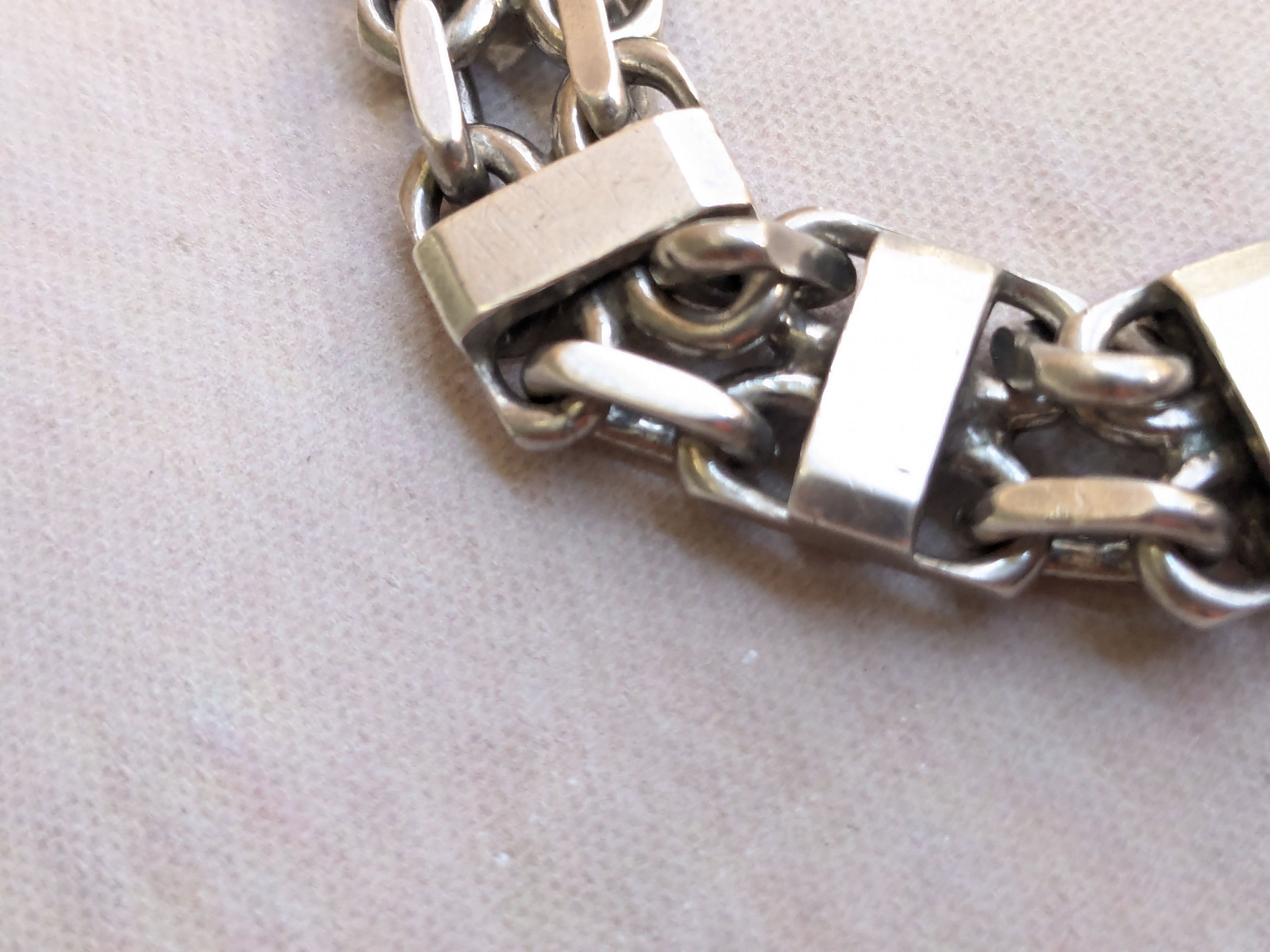 Jewelry Vintage Sterling Silver Bracelet 6" Thick Chunky Biker Size ONE SIZE - 8 Thumbnail