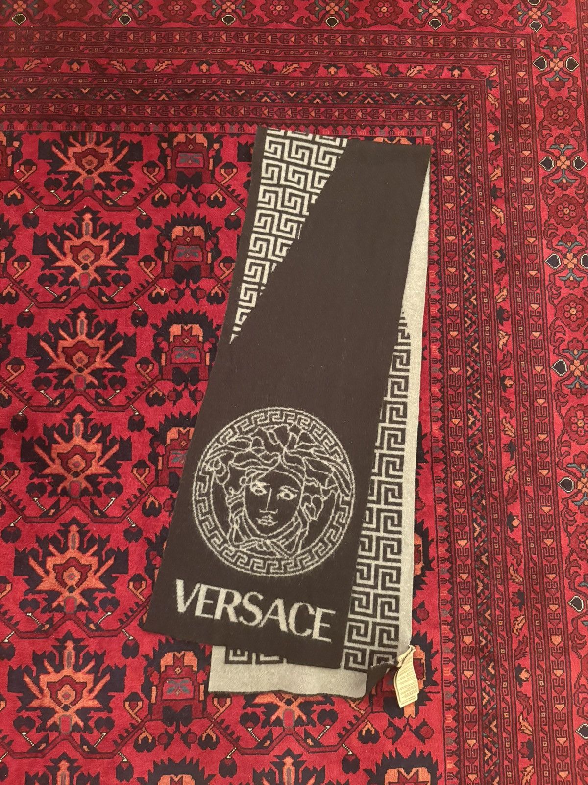 Versace Wool Black/Grey Versace Medusa Scarf Size ONE SIZE - 1 Thumbnail