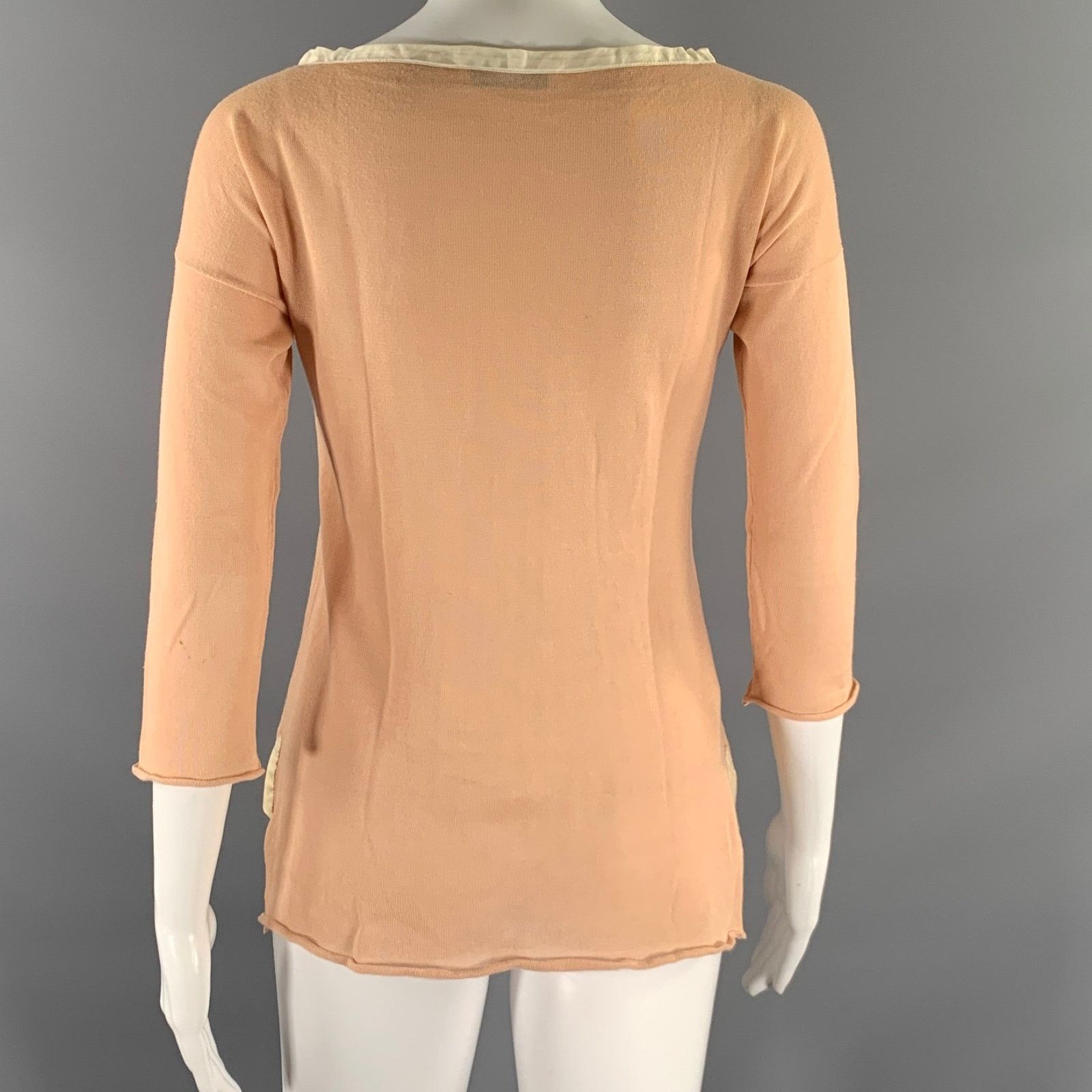 Prada PRADA Size 2 Tan Cream Cotton Stripe Scoop Neck Shirt Size XS / US 0-2 / IT 36-38 - 3 Thumbnail
