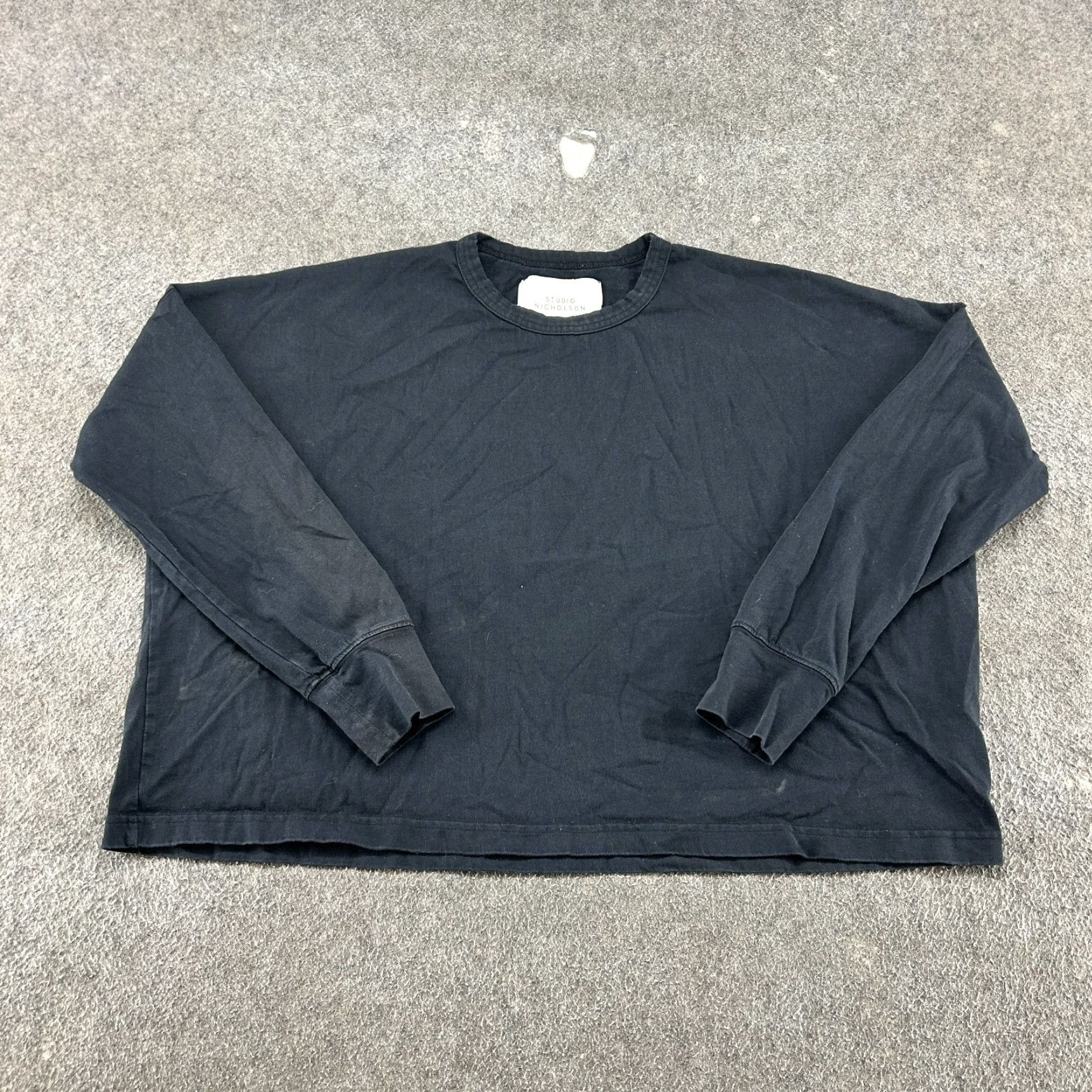 Studio Nicholson VINTAGE Studio Nicholson Sweatshirt Women 1 Black Pullover Cropped Cotton Oversized Boxy Crew Neck Logo Fleece 90s Skull Sweatshirt Womens Size XS / US 0-2 / IT 36-38 - 2 Thumbnail