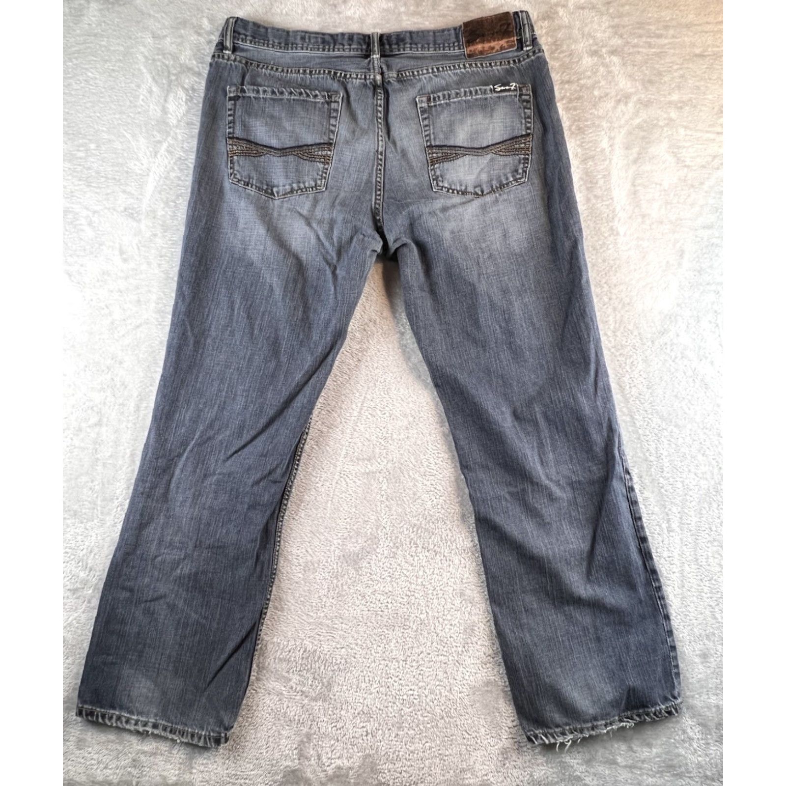 Vintage Seven7 Straight Jeans Mens 38X32 Blue Faded Embroidered Logo Y2K Vintage? No Size US 38 / EU 54 - 2 Thumbnail
