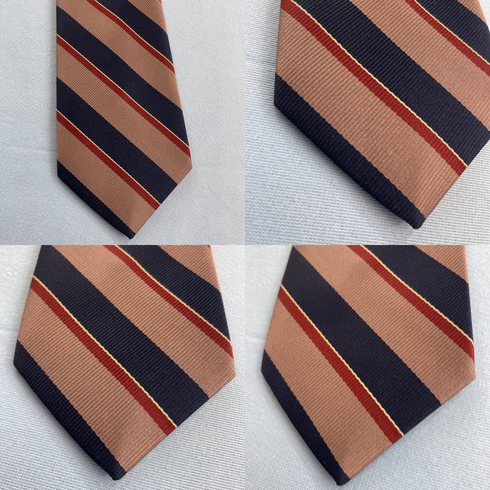 Vintage vtg Angelo Correlli Repp Tie Men Brown Blue Red Stripe Italy Capsule 3x56 Cap 60s 70s Adjustable Handmade Polyester Vintage Surrey Mens Size ONE SIZE - 8 Thumbnail