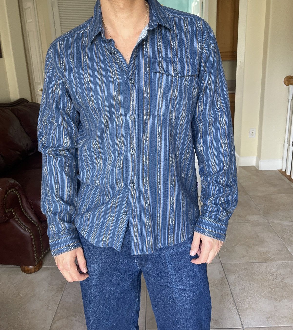 Patagonia Patagonia Men's Blue Patterned Button Down Shirt Size US M / EU 48-50 / 2 - 1 Thumbnail