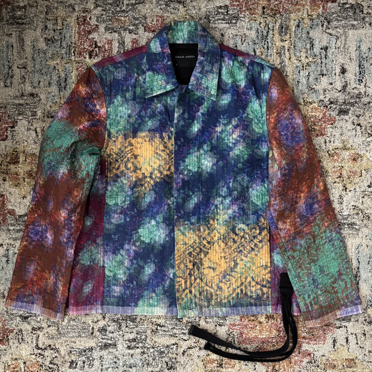 SS19 Vibrating Floral Line Stitch Worker Jacket rainbow