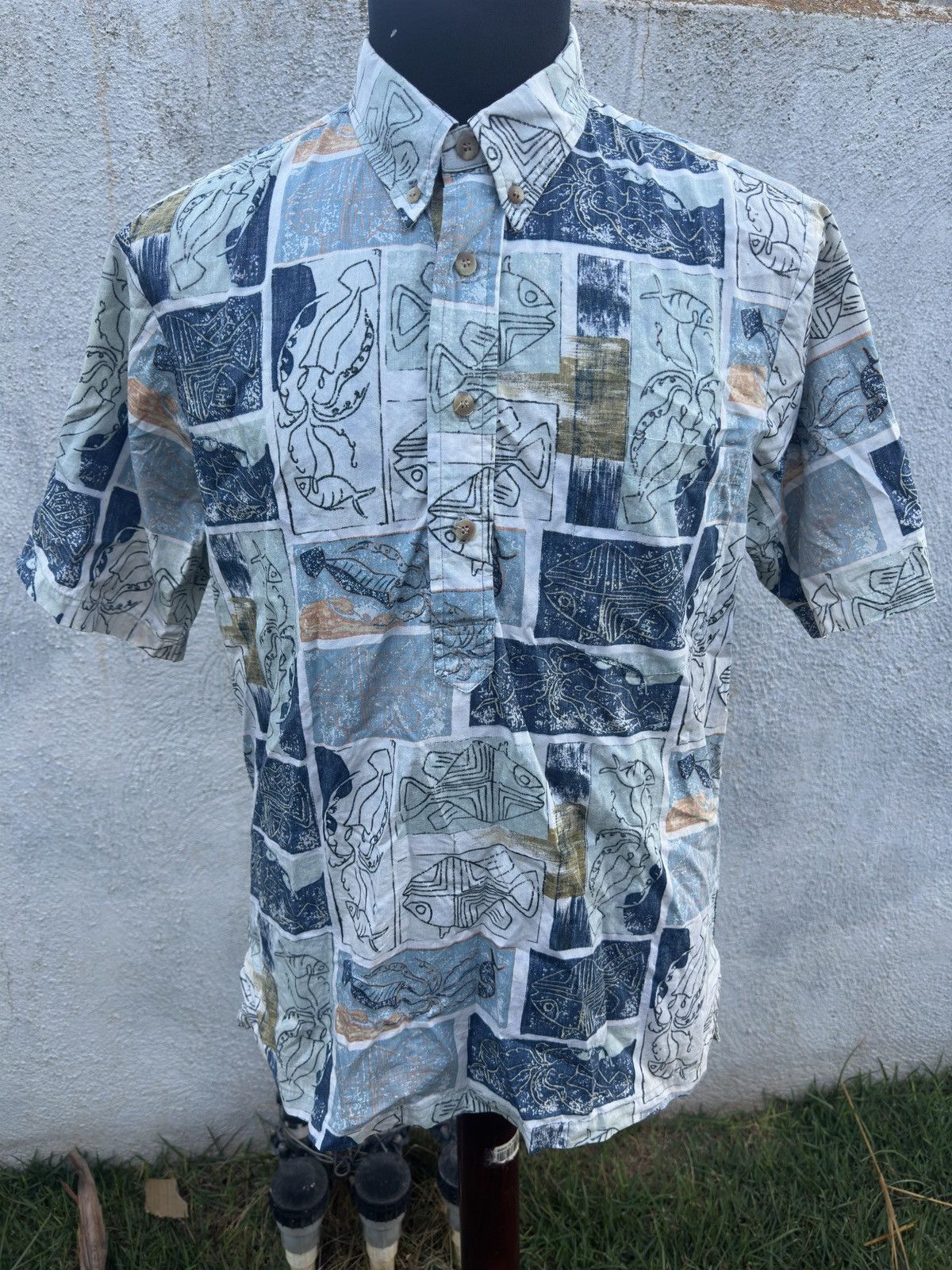 Other PreOwned Kahala Blue Hawaiian Print 3/4 Button Men's Medium Size US M / EU 48-50 / 2 - 1 Thumbnail