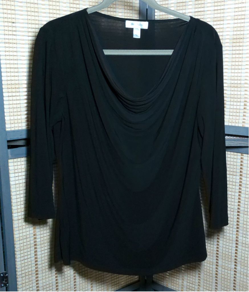 Other Women's Dressbarn Black Long Sleeve Cowl Neck Blouse Size L / US 10 / IT 46 - 1 Thumbnail