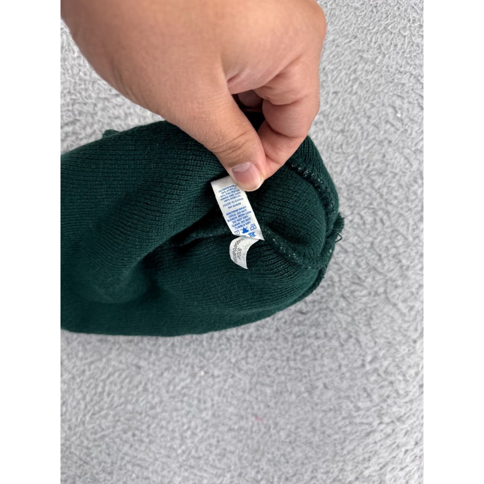 Vintage Sport-Tek Beanie Hat Adult One Size Green Gray Knit 100% Acrylic Winter Fall Spring Summer Casual Workwear Mens Size ONE SIZE - 6 Thumbnail