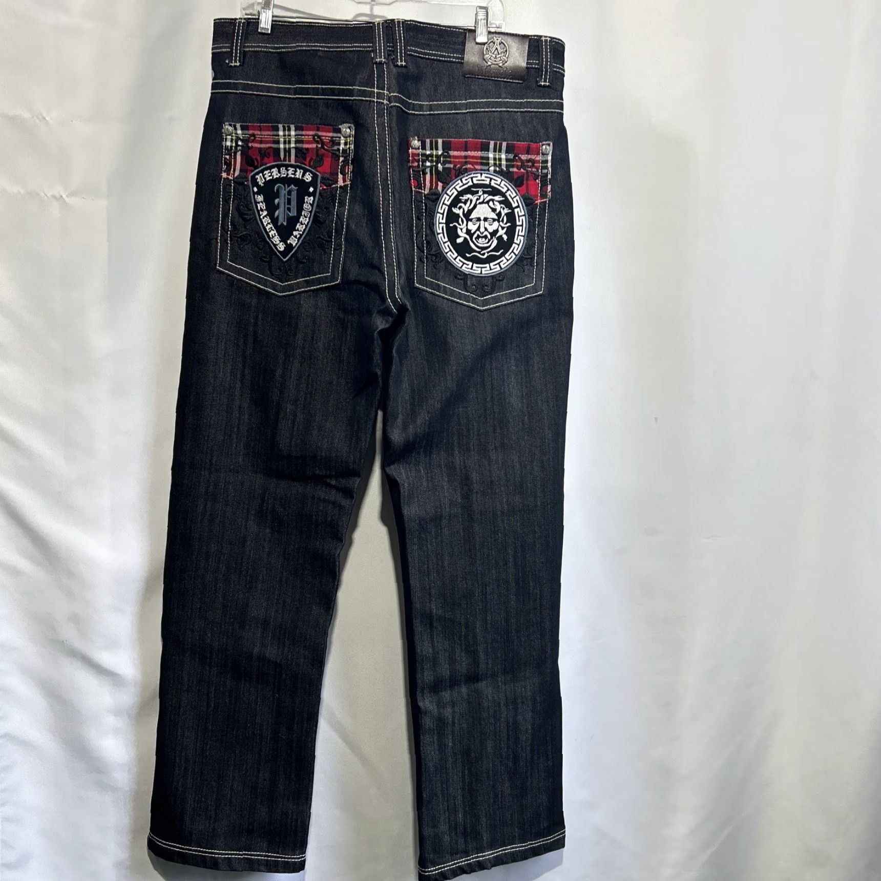Vintage Ablanche Jeans Men’s 38 Black Denim Loose Baggy Hip Hop Y2K Embroidered Jeans Size US 38 / EU 54 - 3 Thumbnail