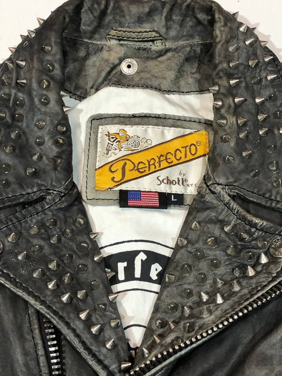 Schott Vintage Schott Perfecto Grey Leather Jacket Size L / US 10 / IT 46 - 9 Thumbnail