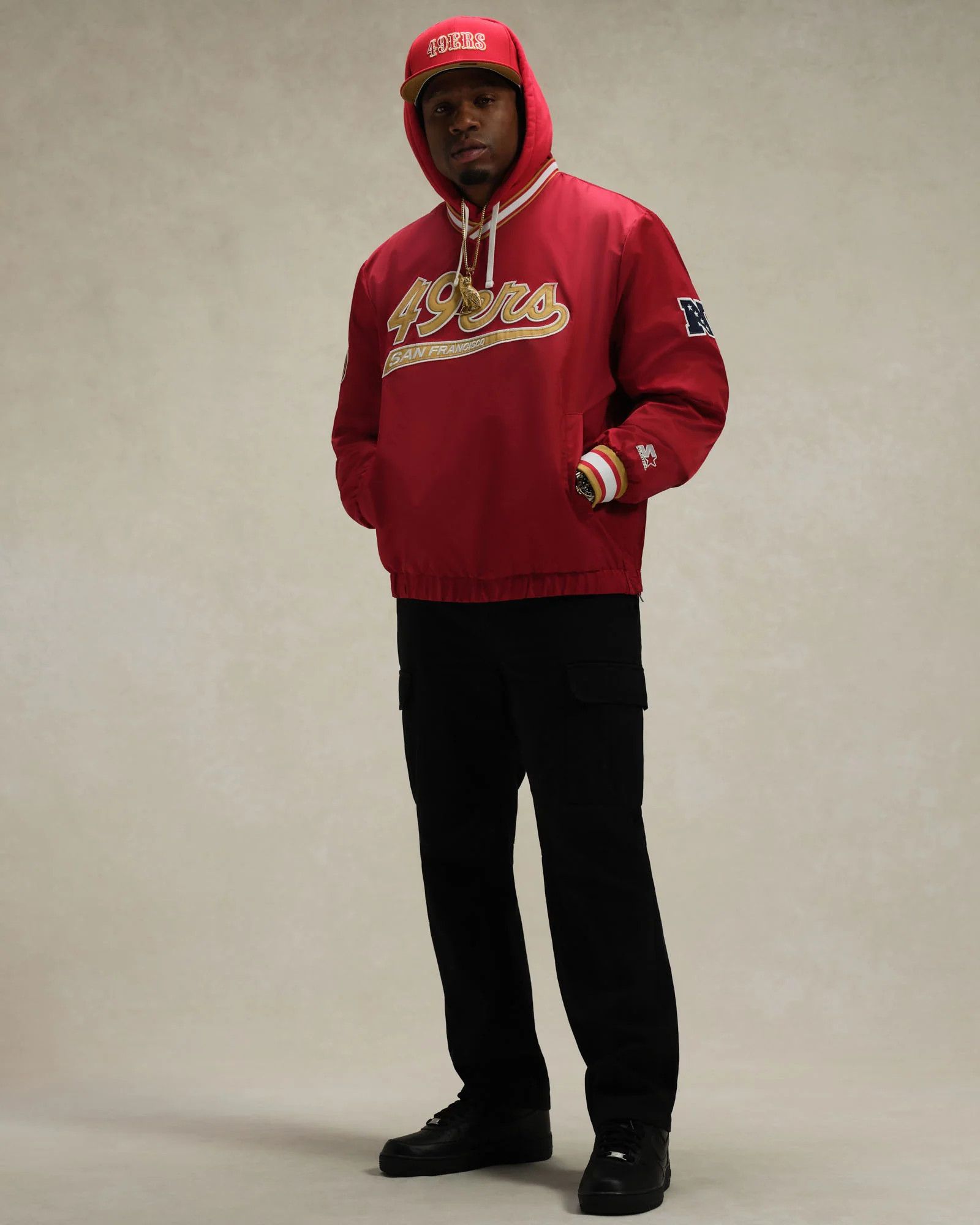 OVO x NFL SAN FRANCISCO 49ER STARTER TRAINER PULLOVER JACKET