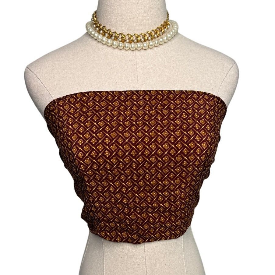 Vintage Vintage J.G. Hook silk floral tassel scarf maroon gold 48x10 Size ONE SIZE - 8 Thumbnail