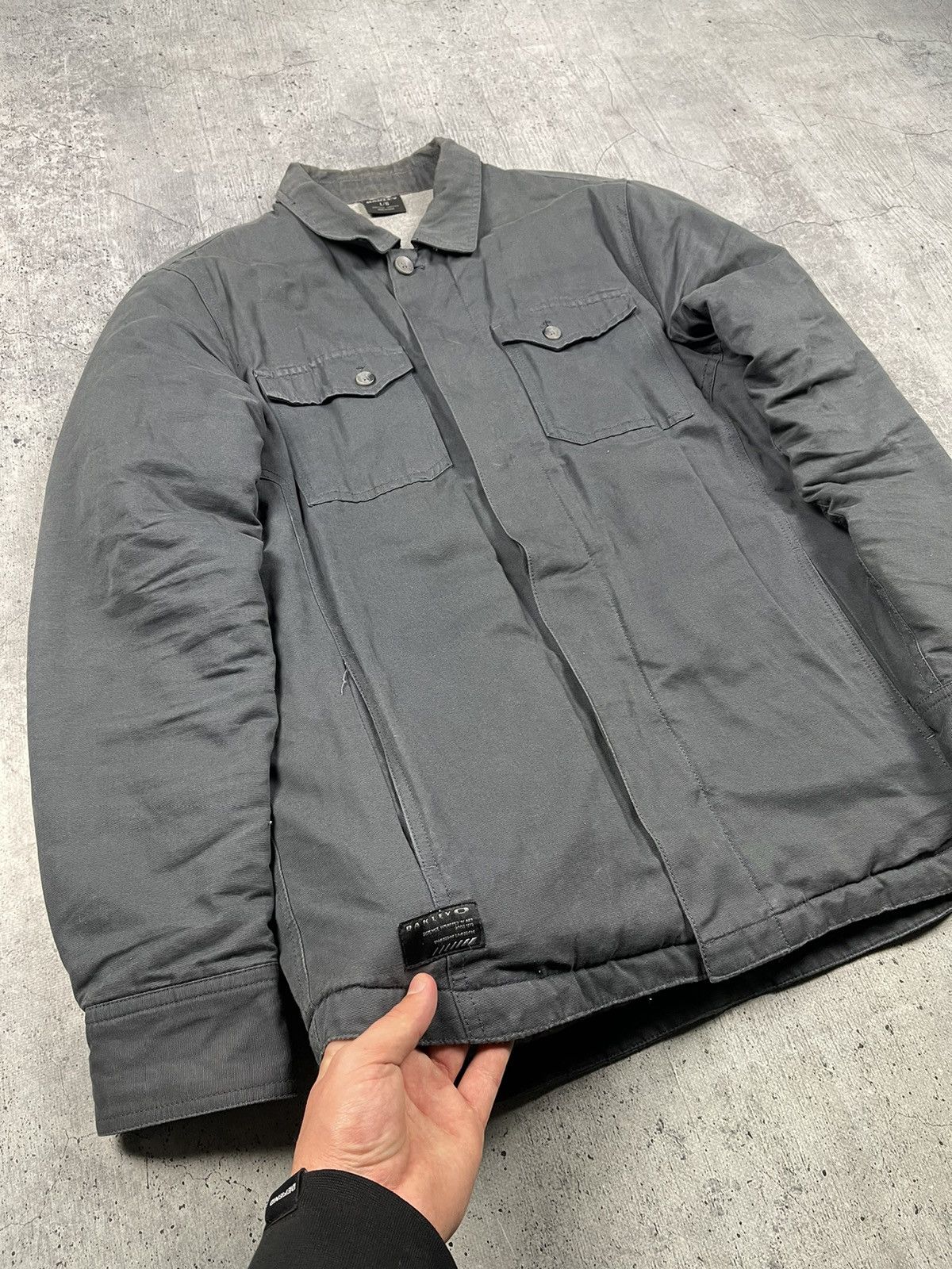 Oakley × Vintage Vintage OAKLEY SOFTWARE Flanel Overshirt Gray Monogram Size US L / EU 52-54 / 3 - 1 Thumbnail