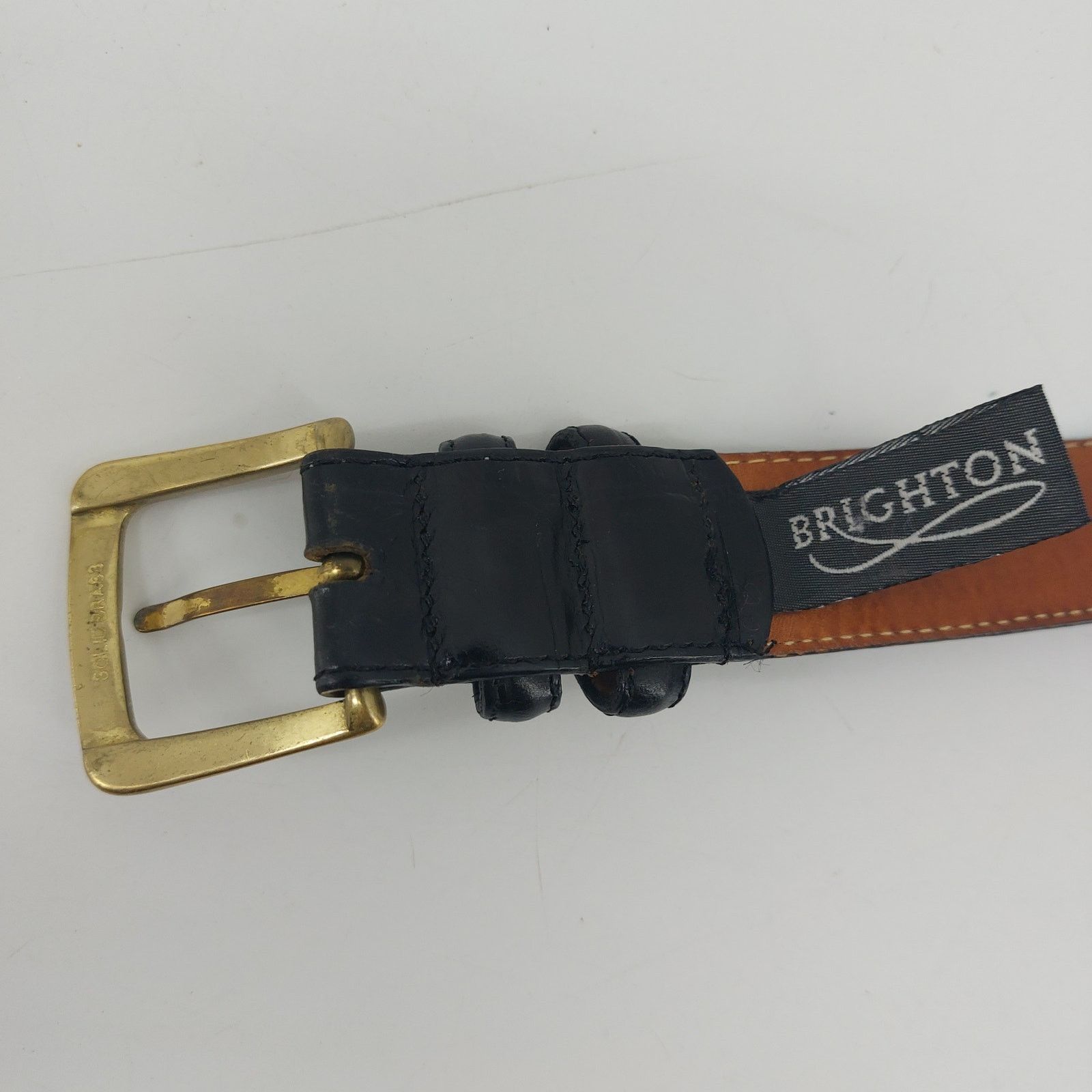 Brighton Brighton Embossed Calfskin Baddle Leather Black Size 34 Size 34 - 4 Thumbnail