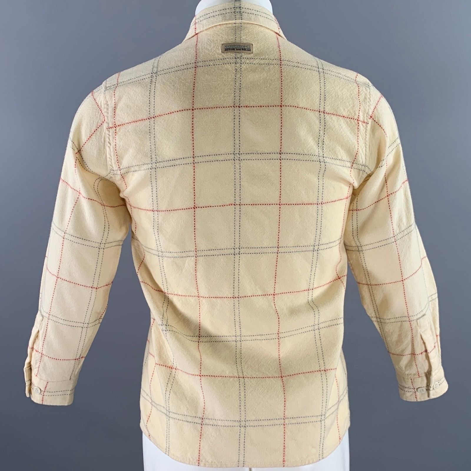 Other GREENCLUB S Cream Red Grey Plaid Wool Long Sleeve Shirt Size US S / EU 44-46 / 1 - 4 Thumbnail