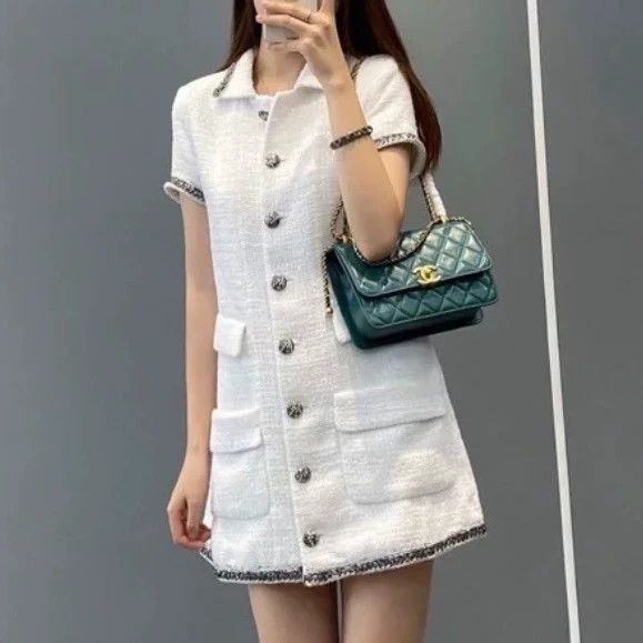 Chanel Chanel Rooftop series white silver thread braided dress Size XS / US 0-2 / IT 36-38 - 1 Thumbnail