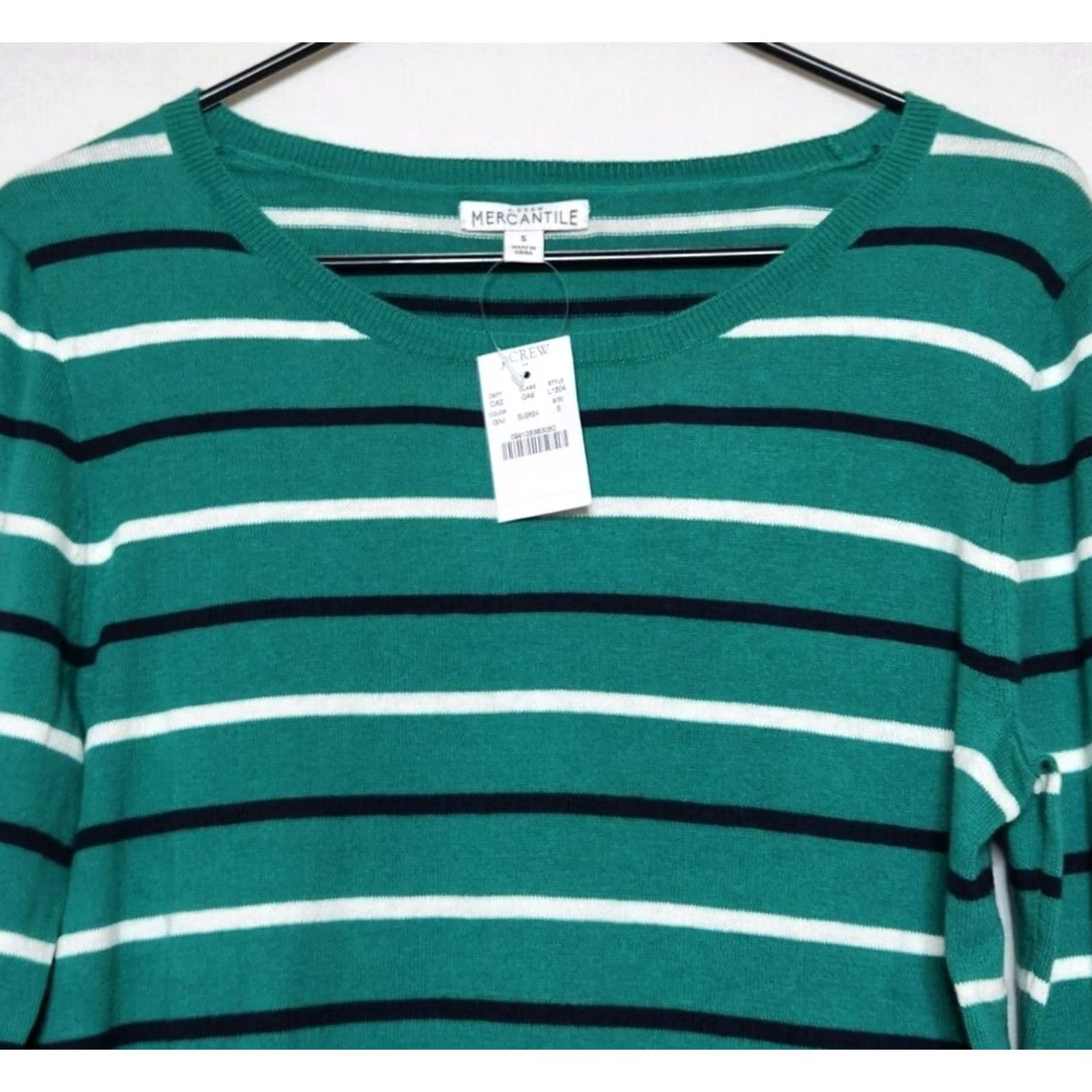 J.Crew J.CREW Womens S Peyton Mixed Striped Pullover Sweater 100% Cotton Green Size S / US 4 / IT 40 - 3 Thumbnail