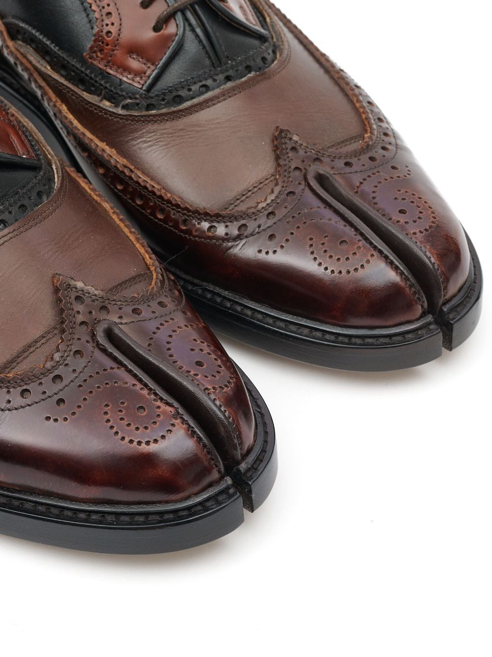 Maison Margiela o1w1db10425 Tabi Monster Leather Brogues Shoes Brown/Black Size US 12 / EU 45 - 4 Thumbnail