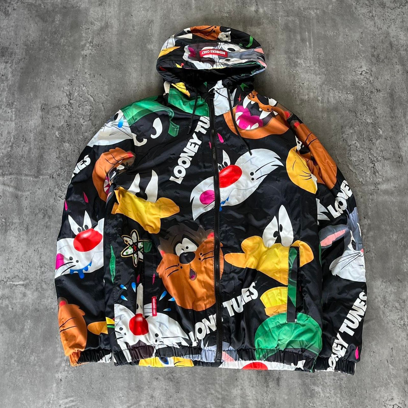 Members Only Crazy Vintage Y2K Looney Tunes Members Only Jacket Hoodie Grailed