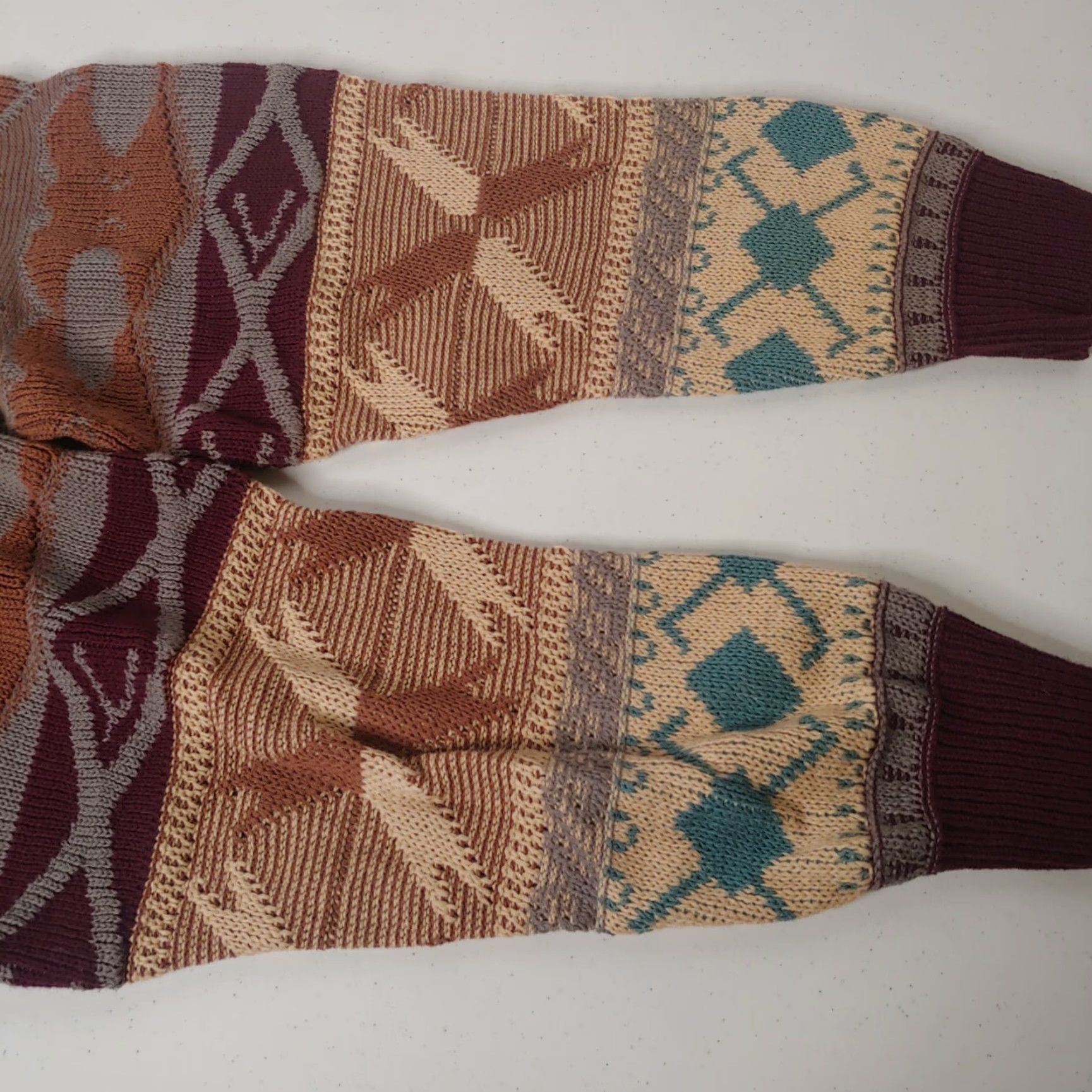 Vintage VINTAGE 1970s Men Sweater Pullover Crew Neck Long Sleeve Geometric Knit Acrylic Large Brown Blue Retro Grandpa Size US L / EU 52-54 / 3 - 7 Thumbnail