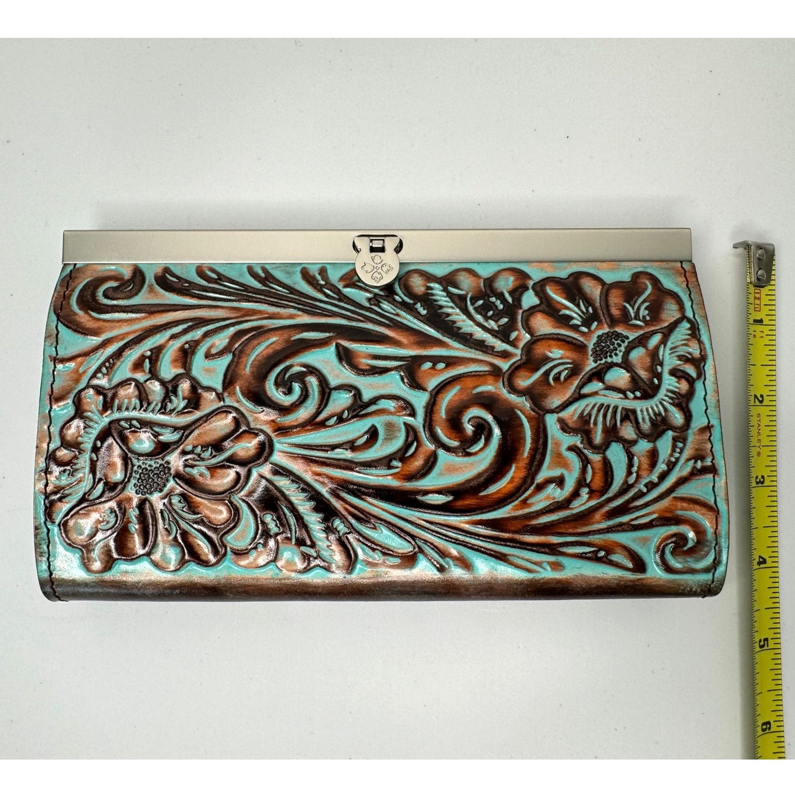 Patricia Nash NEW Patricia Nash Cauchy Wallet in Tooled Turquoise & Brown Size ONE SIZE - 10 Thumbnail