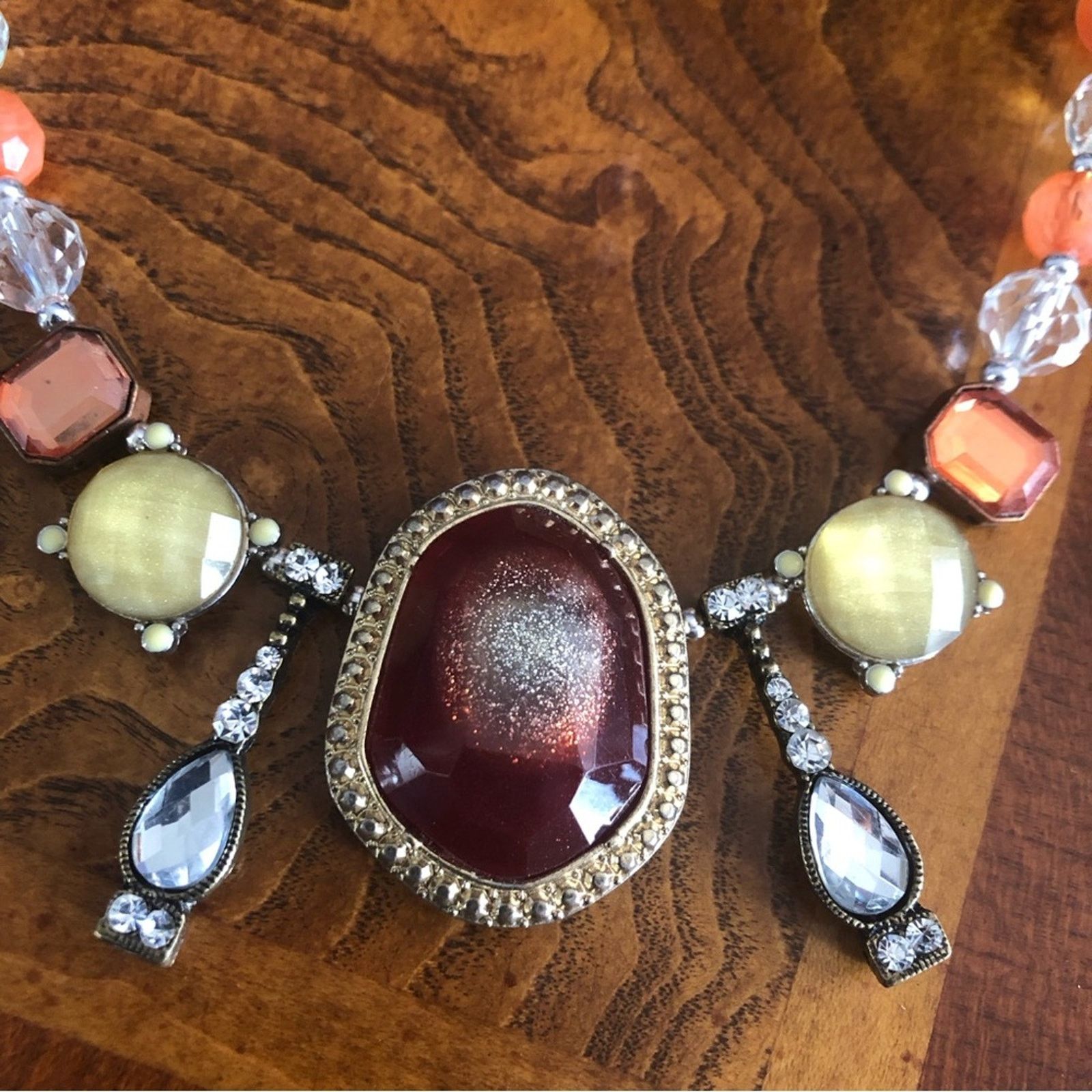 Handmade Handcrafted Hawaiian sunset crystal bead stone necklace Size ONE SIZE - 11 Thumbnail