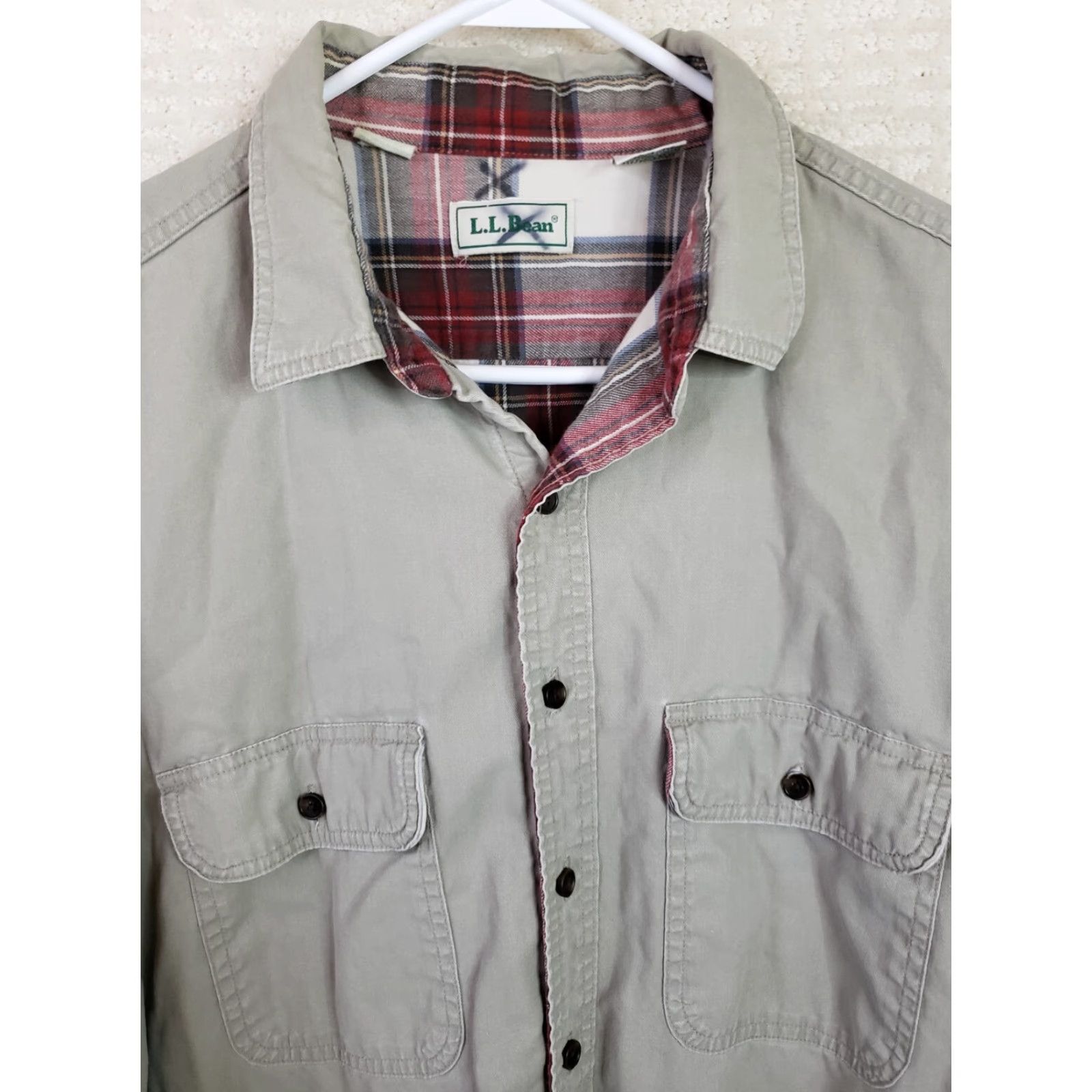 Vintage VINTAGE LL Bean Button Down Traditional Shacket Men’s XLT Beige Plaid Flannel Lined Size US XL / EU 56 / 4 - 3 Thumbnail