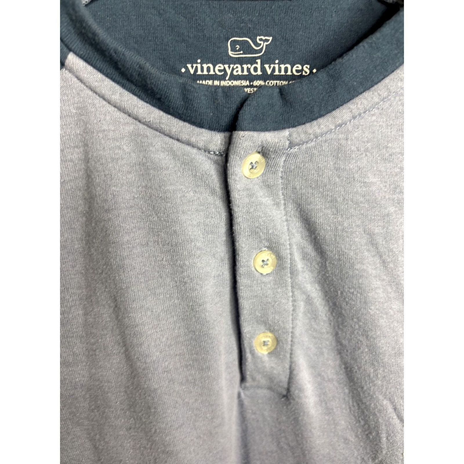 Vineyard Vines Vineyard Vines Shirt Mens Small Blue Gray Henley Raglan Long Sleeve Whale Logo Shirt Size US S / EU 44-46 / 1 - 4 Thumbnail