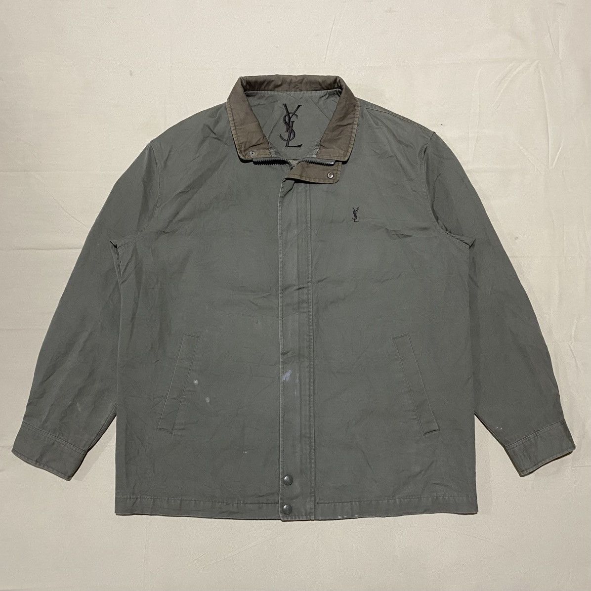 Yves Saint Laurent Vintage Yves Saint Laurent Big Logo Charcoal Jacket Size US L / EU 52-54 / 3 - 1 Thumbnail