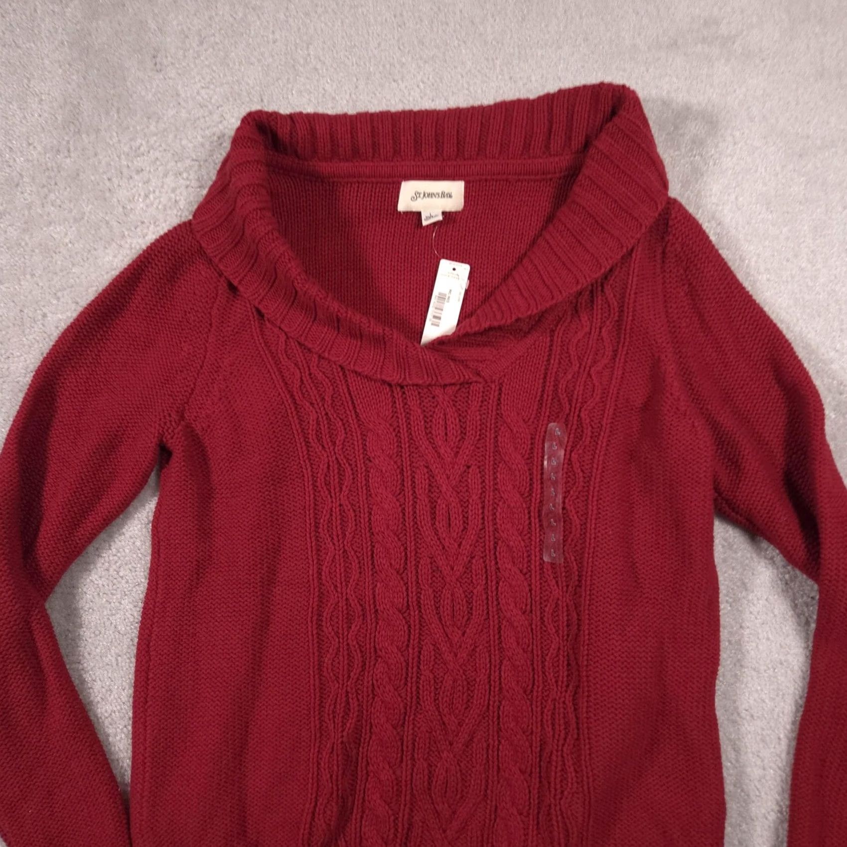 Vintage St. John's Bay Sweater Womens Large Red Cowl Neck Knit Pullover Long Sleeve Size L / US 10 / IT 46 - 3 Thumbnail