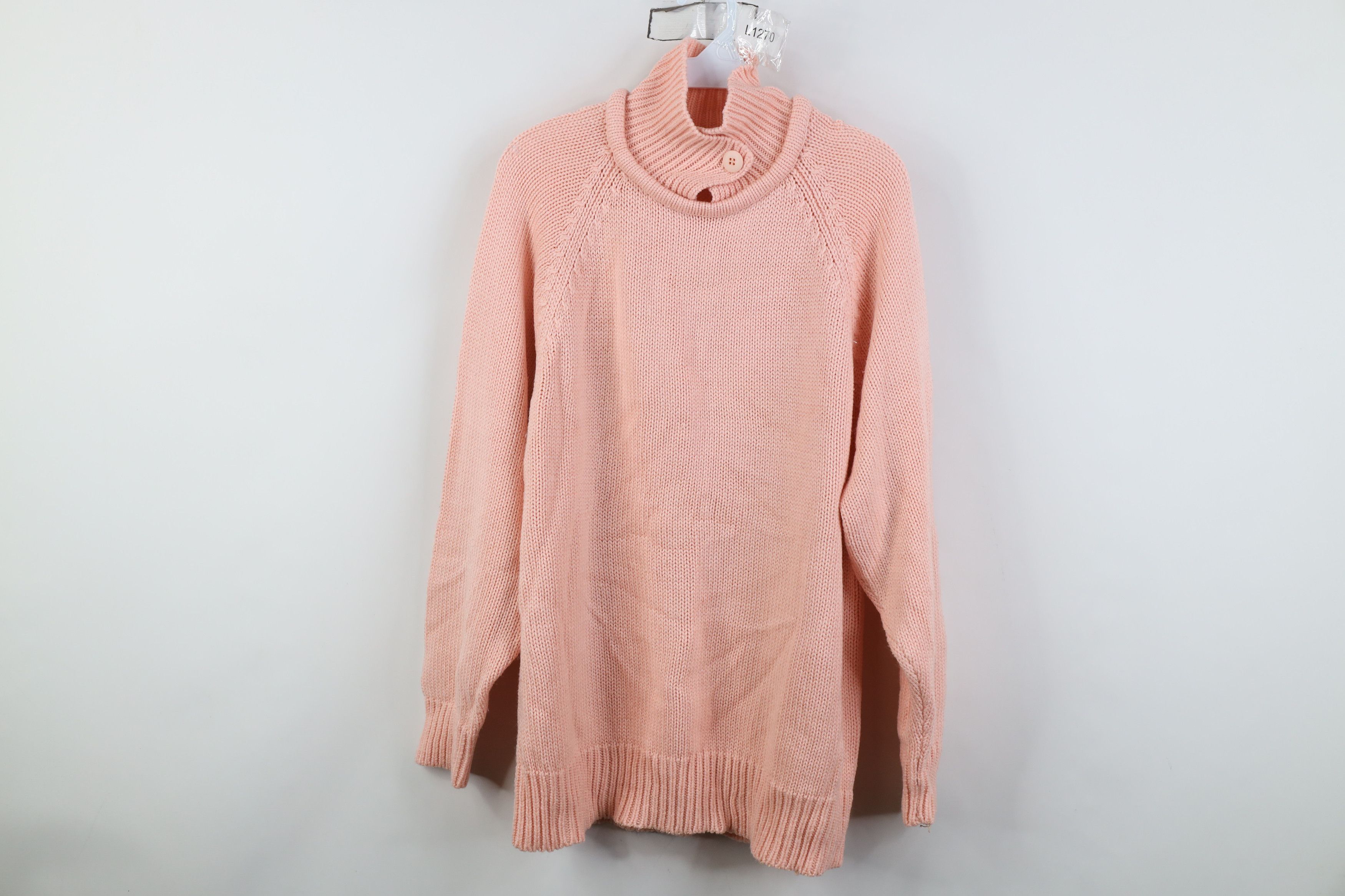 Vintage Vintage 70s Streetwear Ribbed Knit Collared Sweater Pink Size L / US 10 / IT 46 - 1 Thumbnail