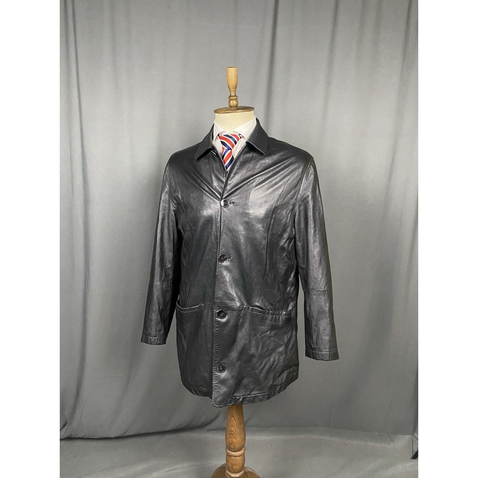 Canali Canali Vintage Men's Black Leather Coat Size 52 Size US L / EU 52-54 / 3 - 4 Thumbnail