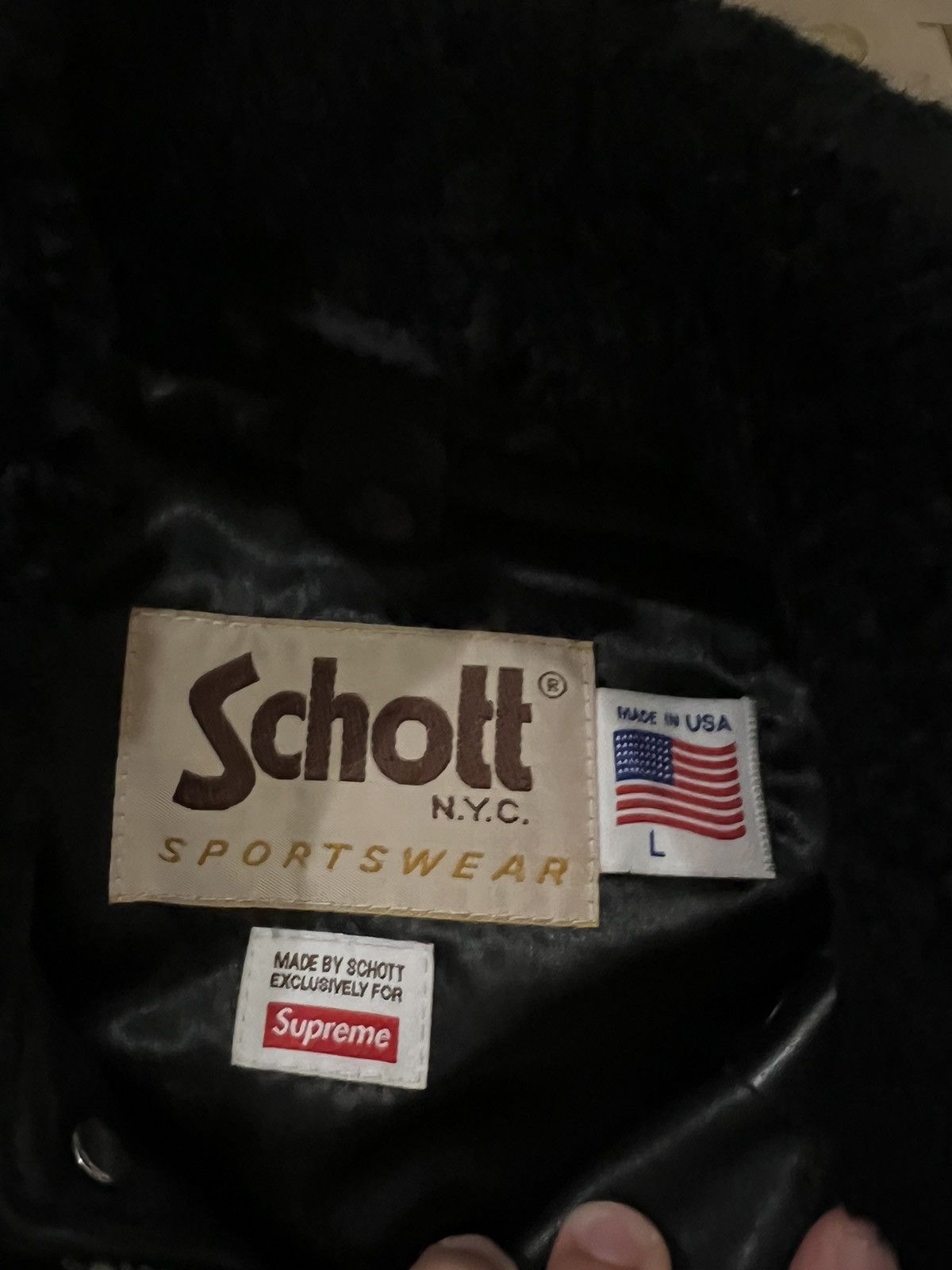 Schott × Supreme SUPREME®/SCHOTT® LEATHER A-2 FLIGHT JACKET size L Size US L / EU 52-54 / 3 - 4 Thumbnail