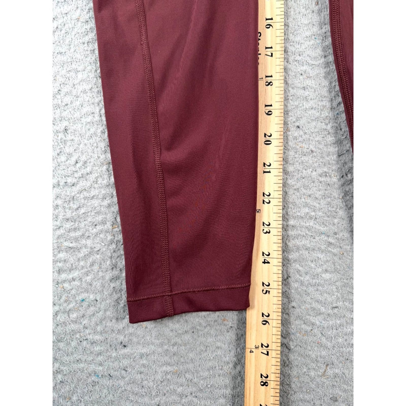 Athleta Athleta Ultimate Leggings Women Large Maroon Stash Pocket Ankle Yoga Activewear Size 36" / US 14 / IT 50 - 6 Thumbnail