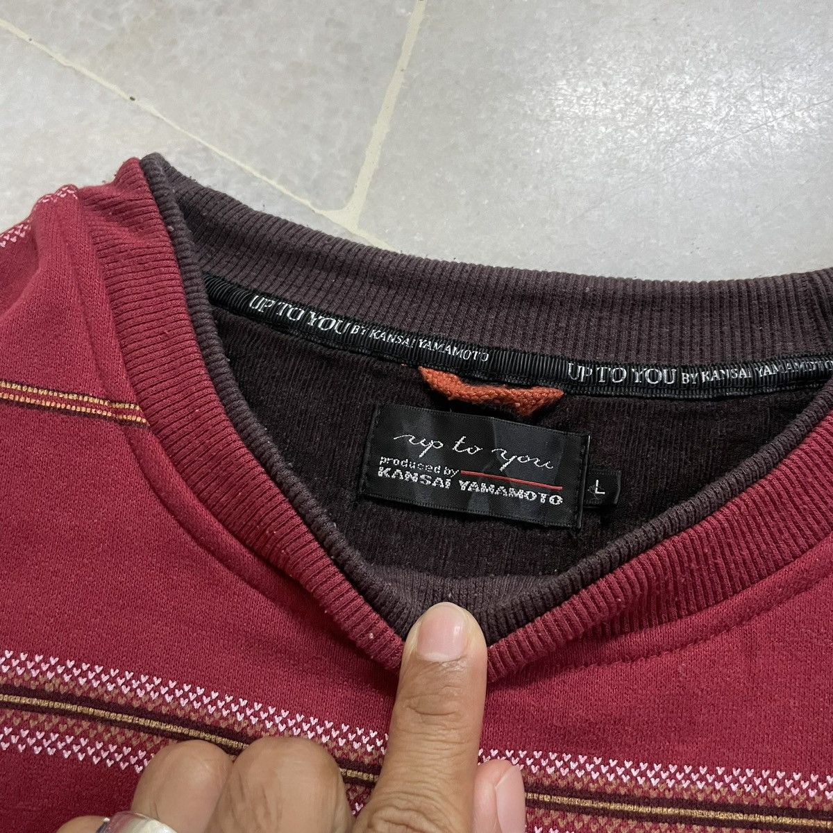 Kansai Yamamoto Vintage Sweatshirt Stripe Up to U Kansai Yamamoto Size US L / EU 52-54 / 3 - 4 Thumbnail