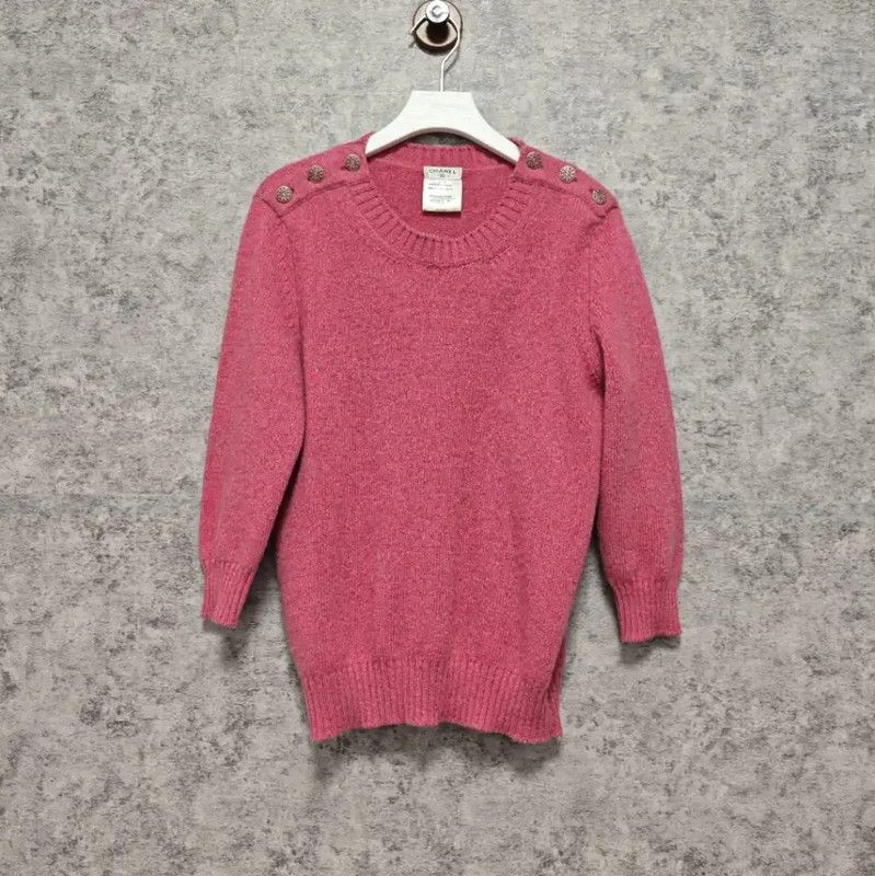 Chanel Chanel Pink Wool Pullover Sweater for Women 0089 Size L / US 10 / IT 46 - 1 Thumbnail