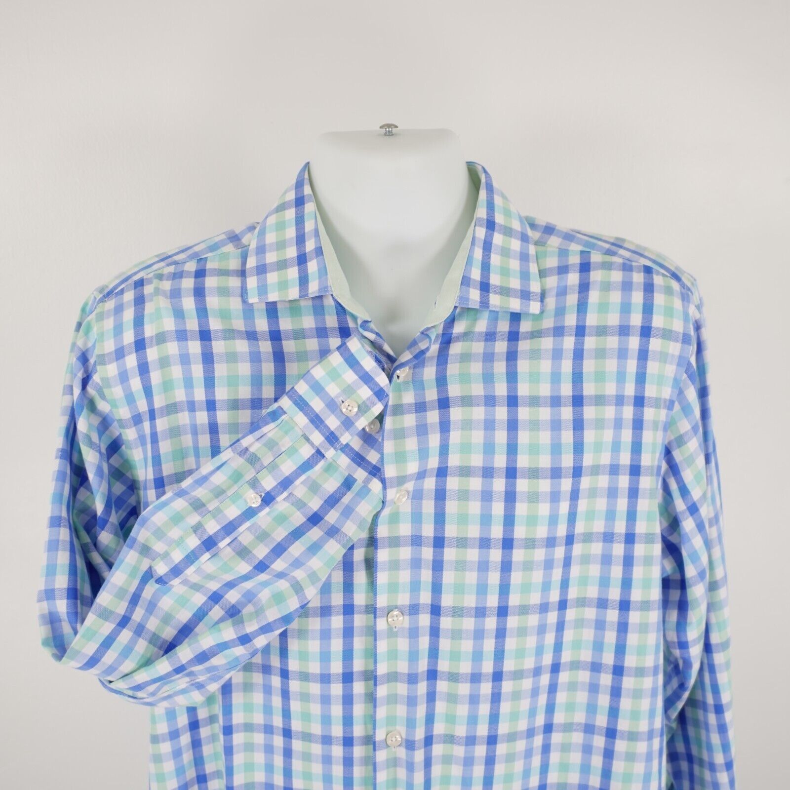 Other Tattersall London Blue Green Plaid 16 32/33 Cotton Collared Size US L / EU 52-54 / 3 - 1 Thumbnail