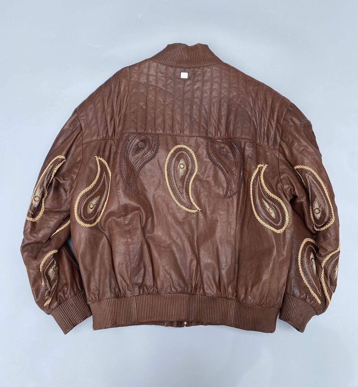 Al Wissam Al- Wissam- Indian Heritage Mango Pattern Leather Jacket Size US XXL / EU 58 / 5 - 9 Thumbnail
