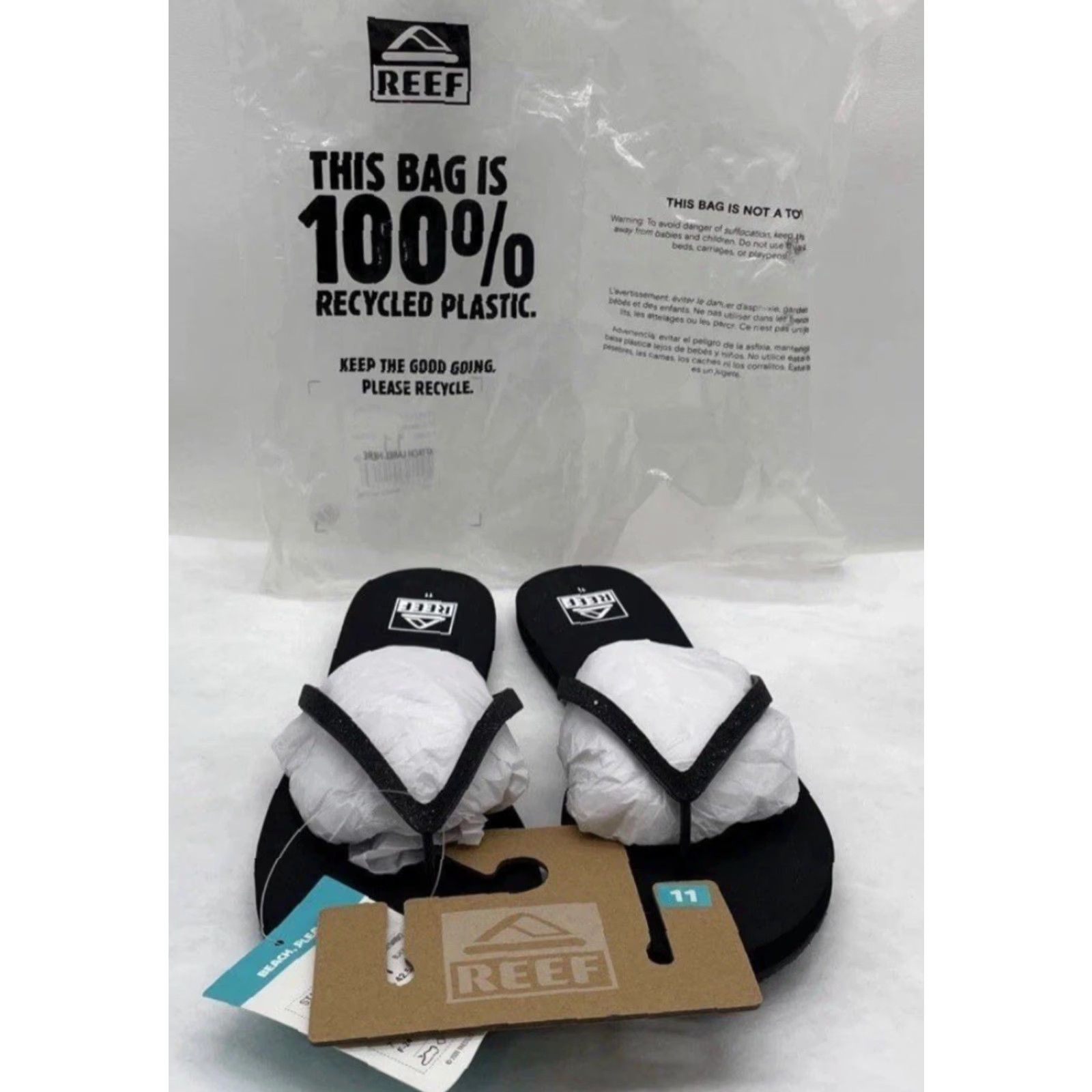 REEF REEF Ocean Black Cushioned Bounce Stargazer Flat Sandals Womens Size 11 Beach Sl;ip-On Shoes Size US 11 / IT 41 - 7 Thumbnail
